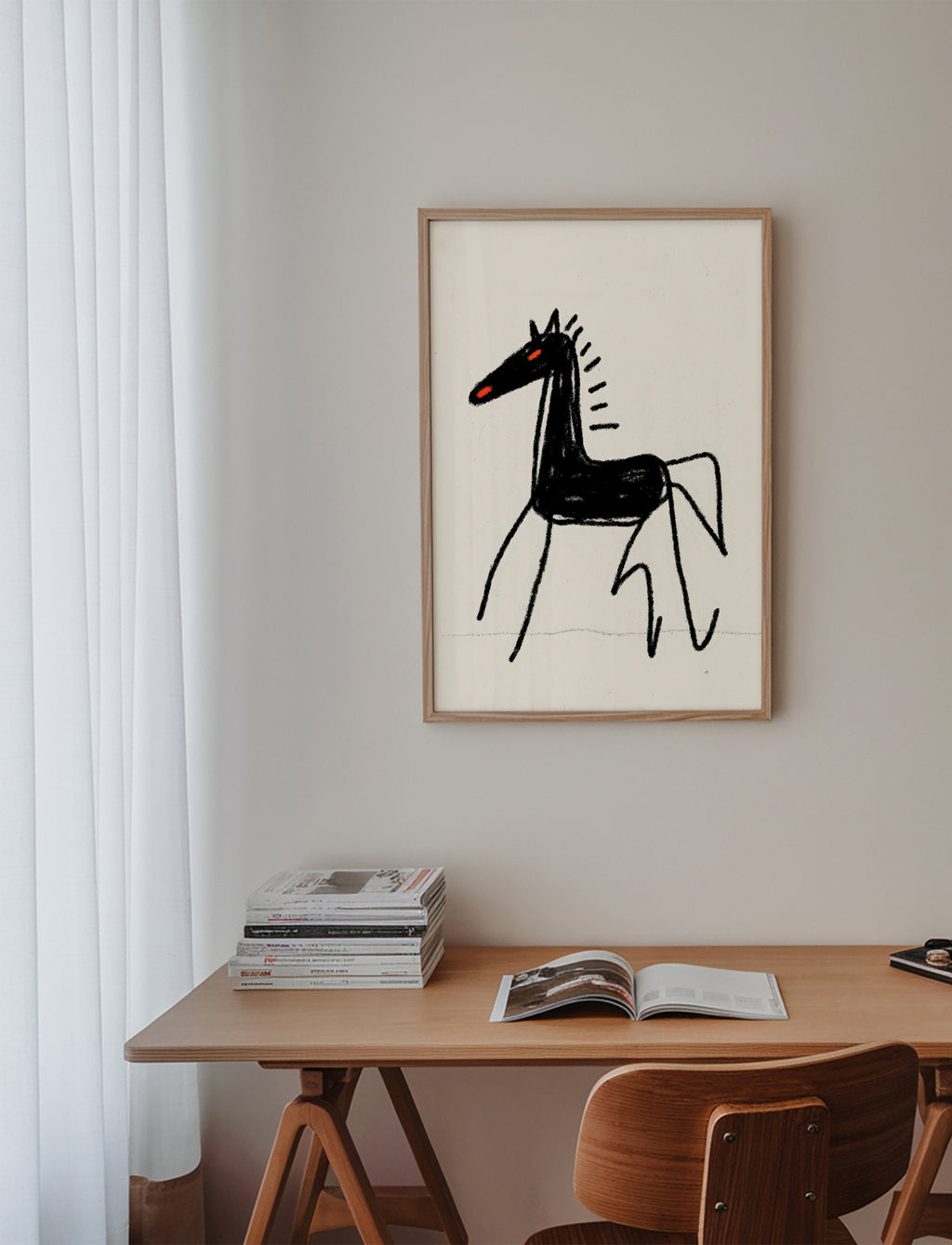 Schets zwart paard
