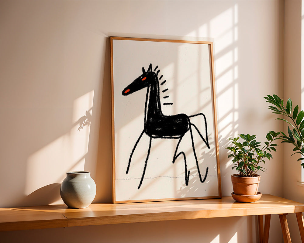 Schets zwart paard