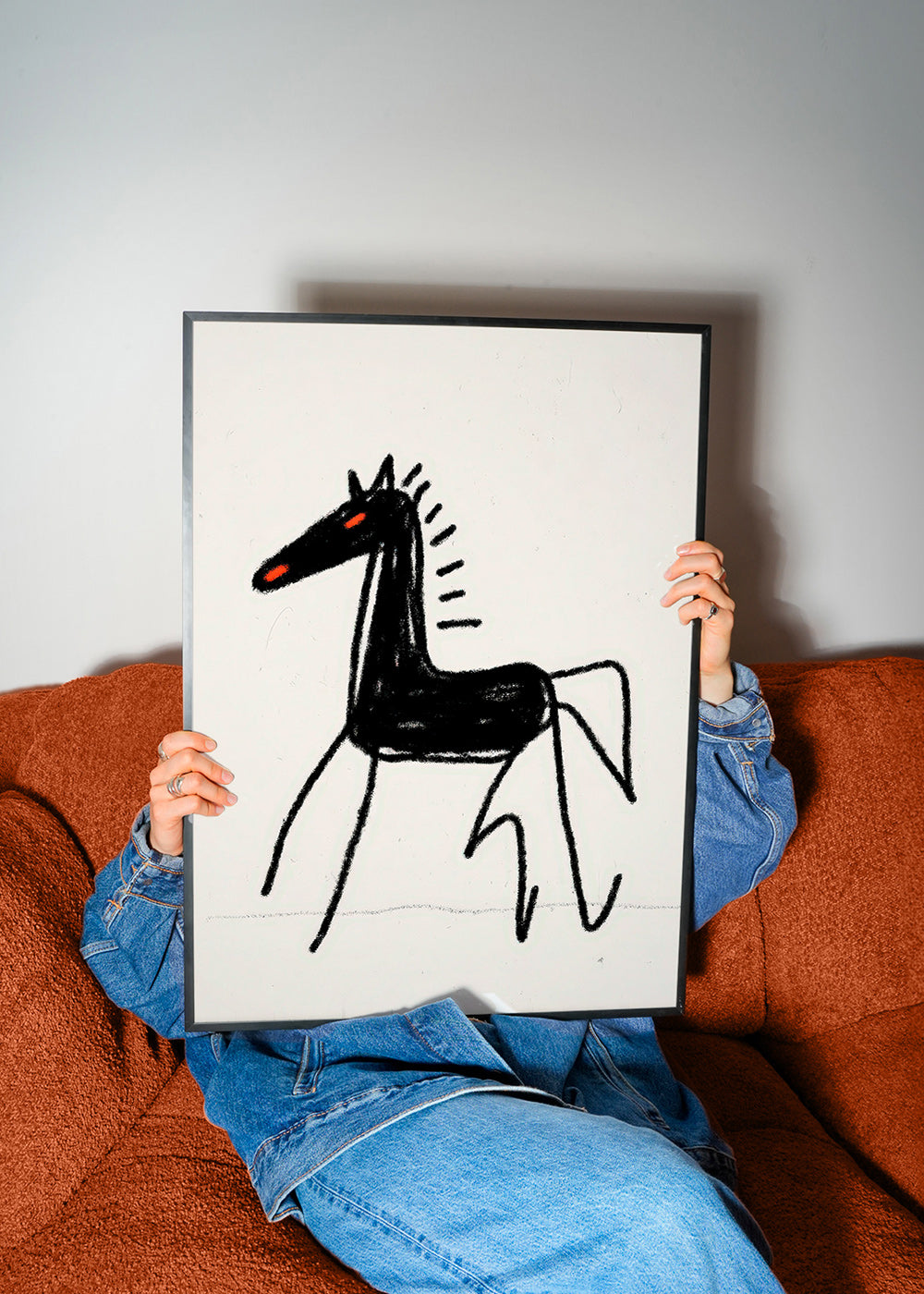 Schets zwart paard