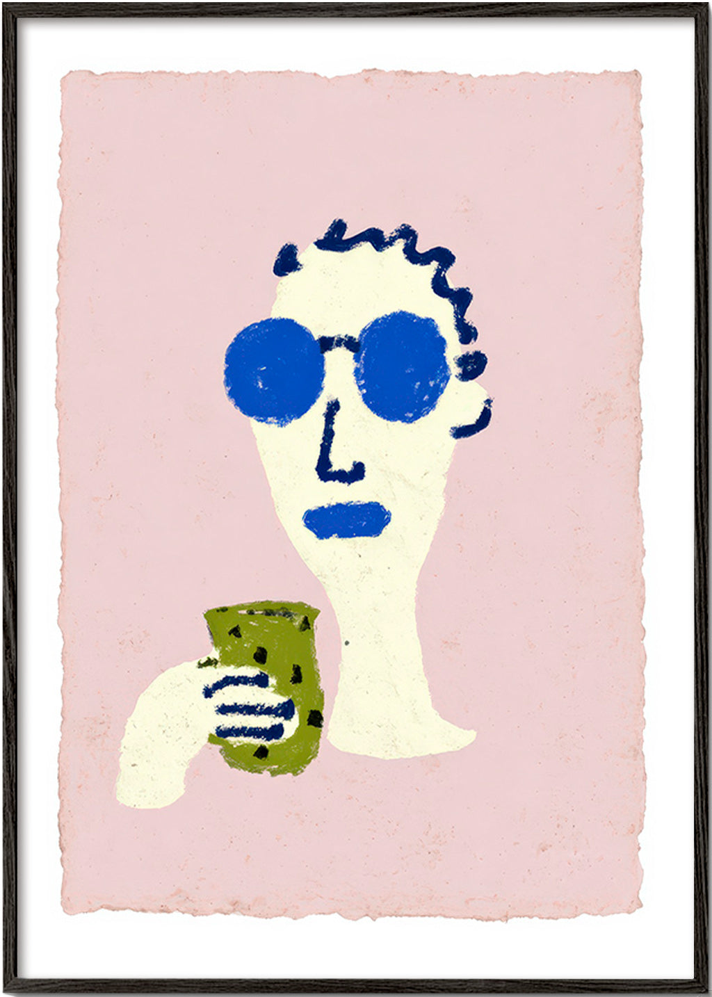 Illustratie portret met blauwe zonnebril