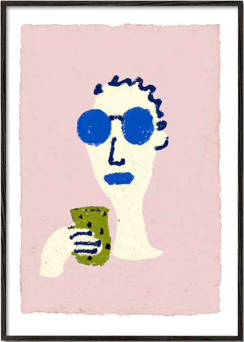 Illustratie portret met blauwe zonnebril