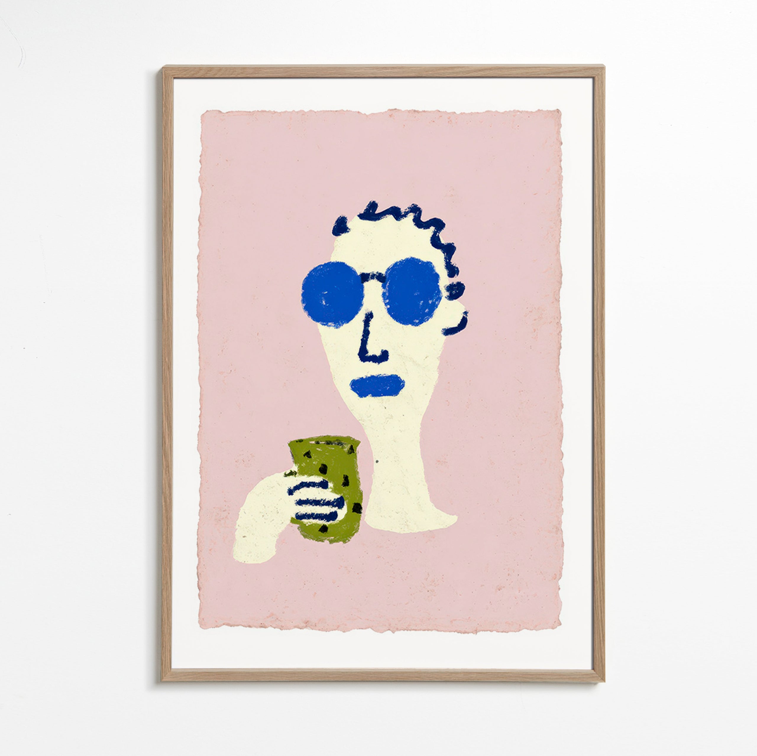 Illustratie portret met blauwe zonnebril