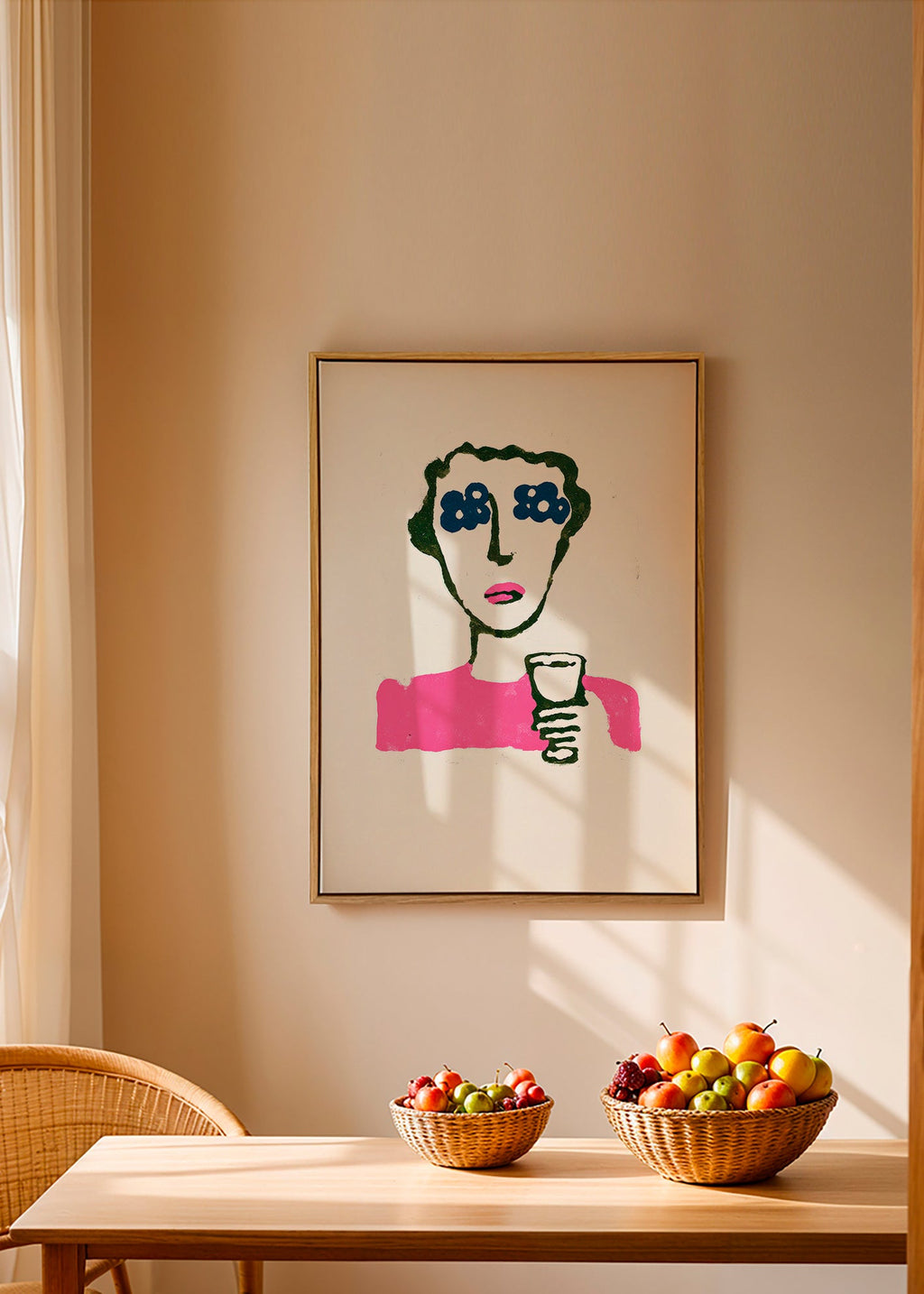 Illustratie met bloemenogen en beker