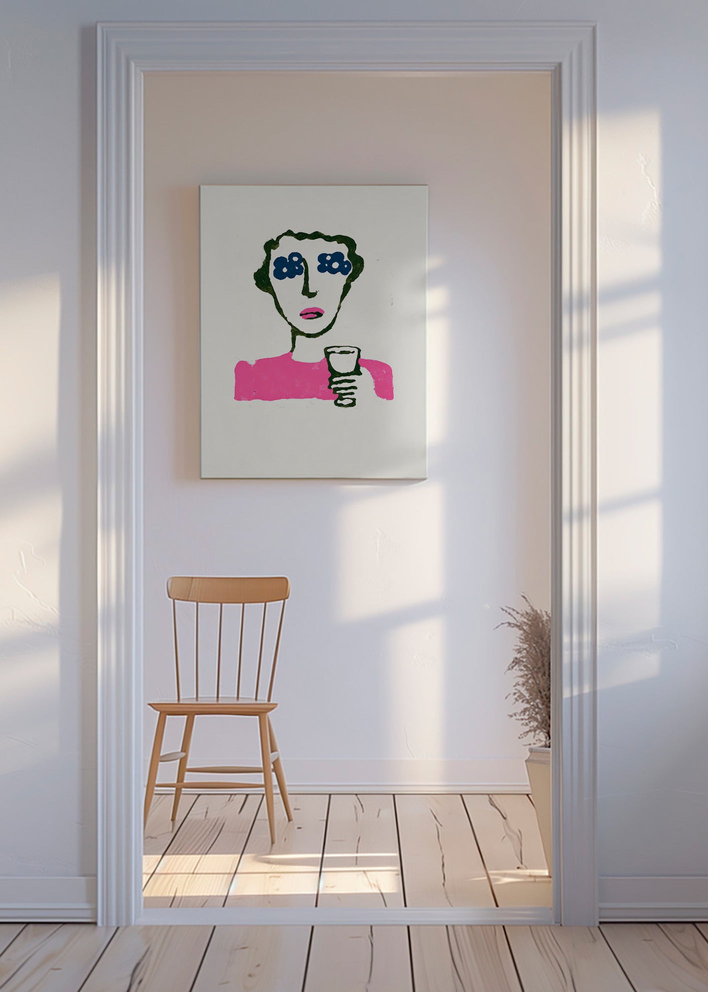 Illustratie met bloemenogen en beker