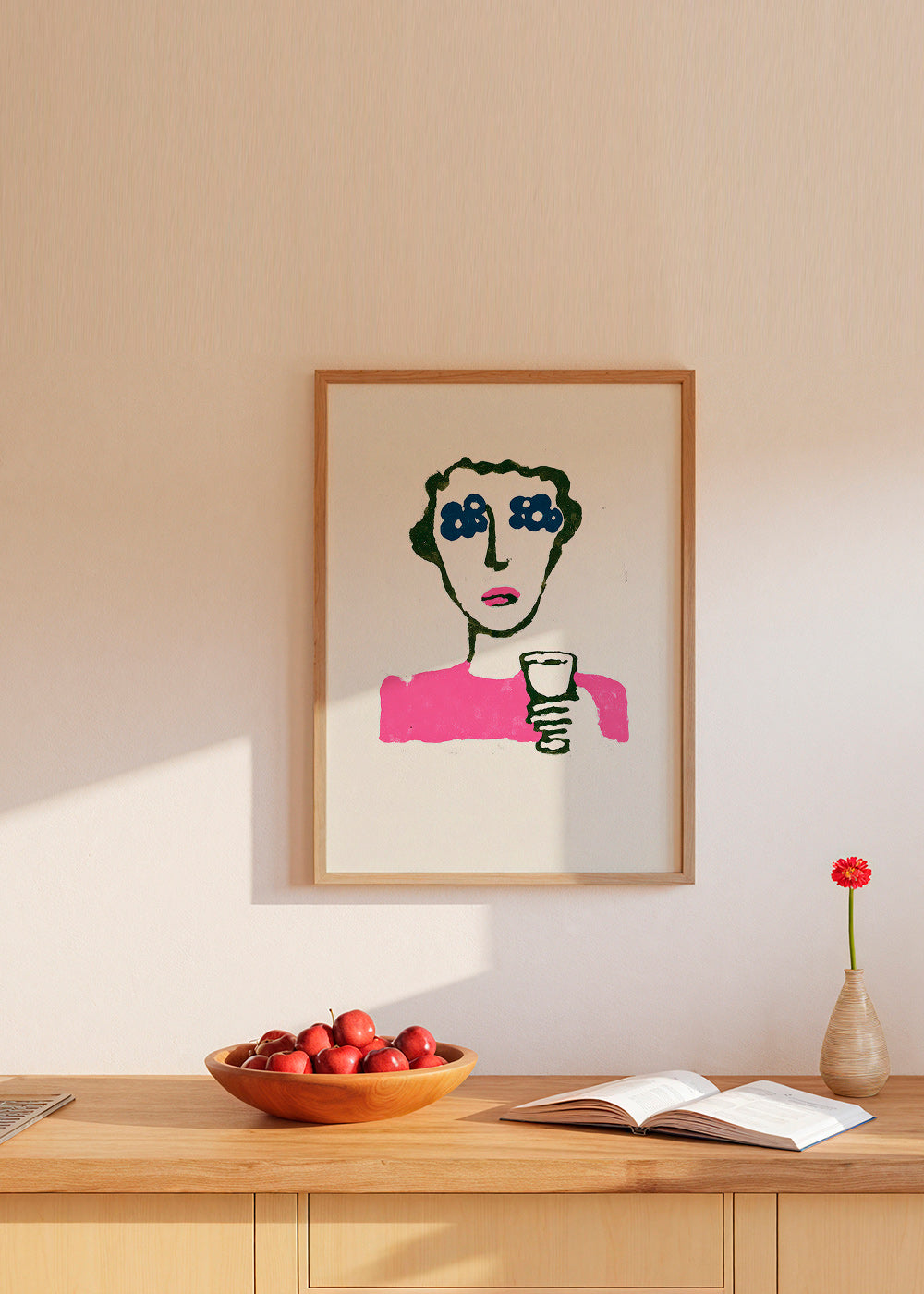 Illustratie met bloemenogen en beker