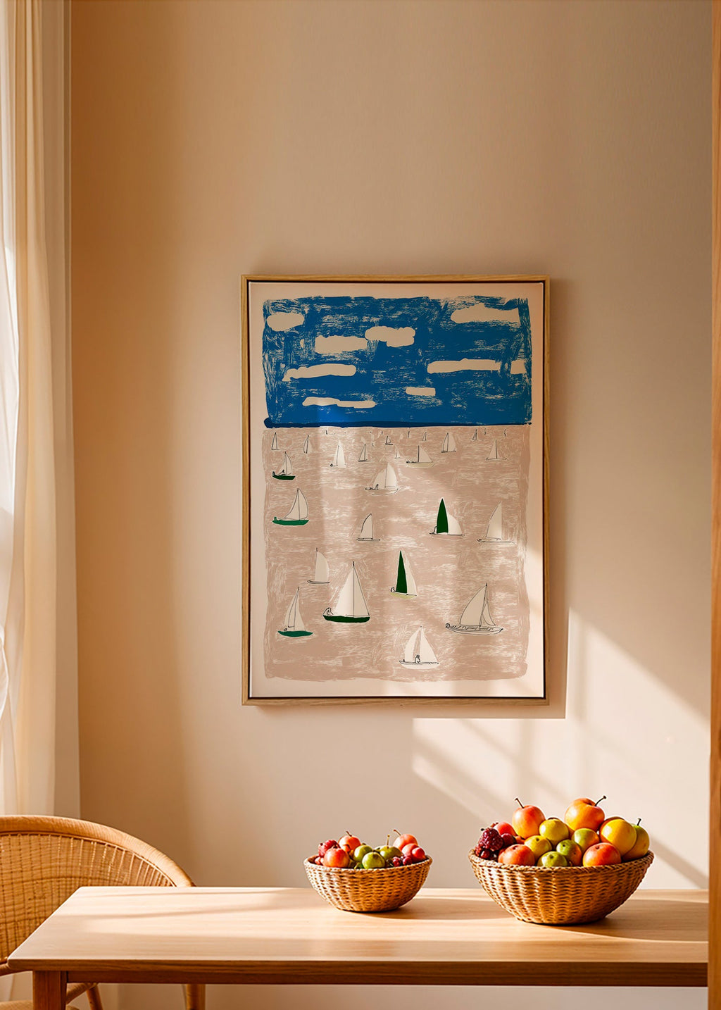 Landschap kunst met zeilboten