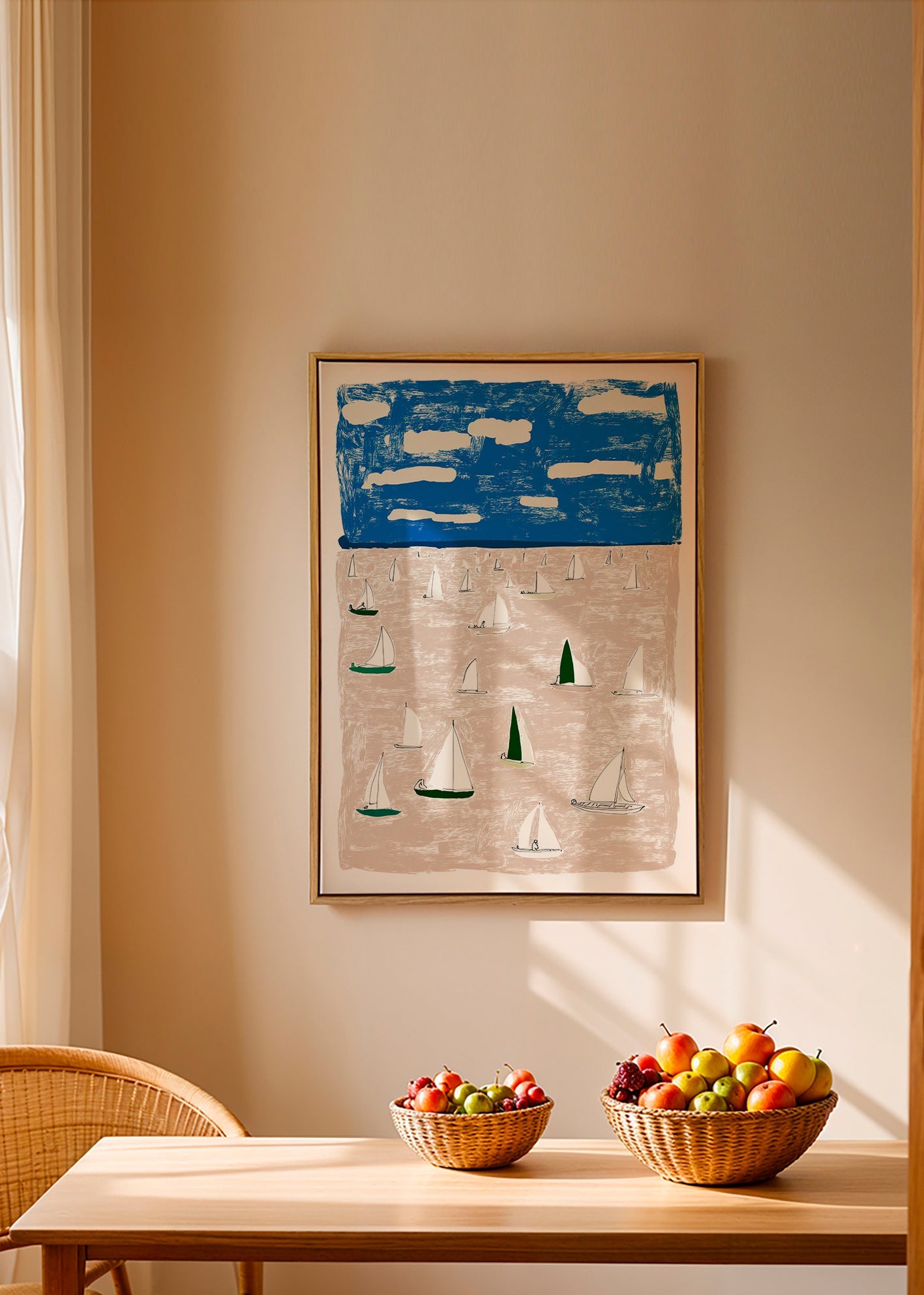 Landschap kunst met zeilboten