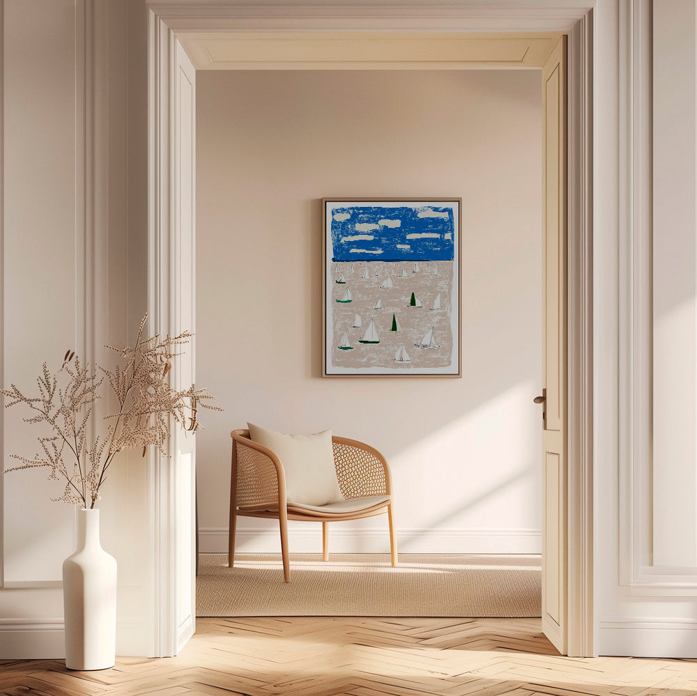 Landschap kunst met zeilboten