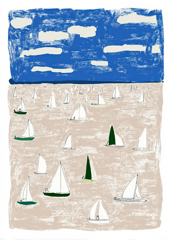 Landschap kunst met zeilboten