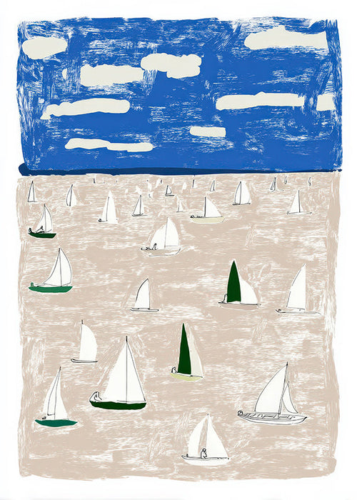Landschap kunst met zeilboten