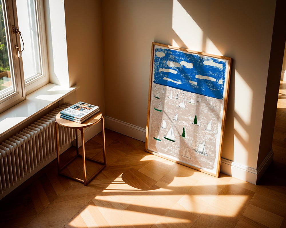 Landschap kunst met zeilboten