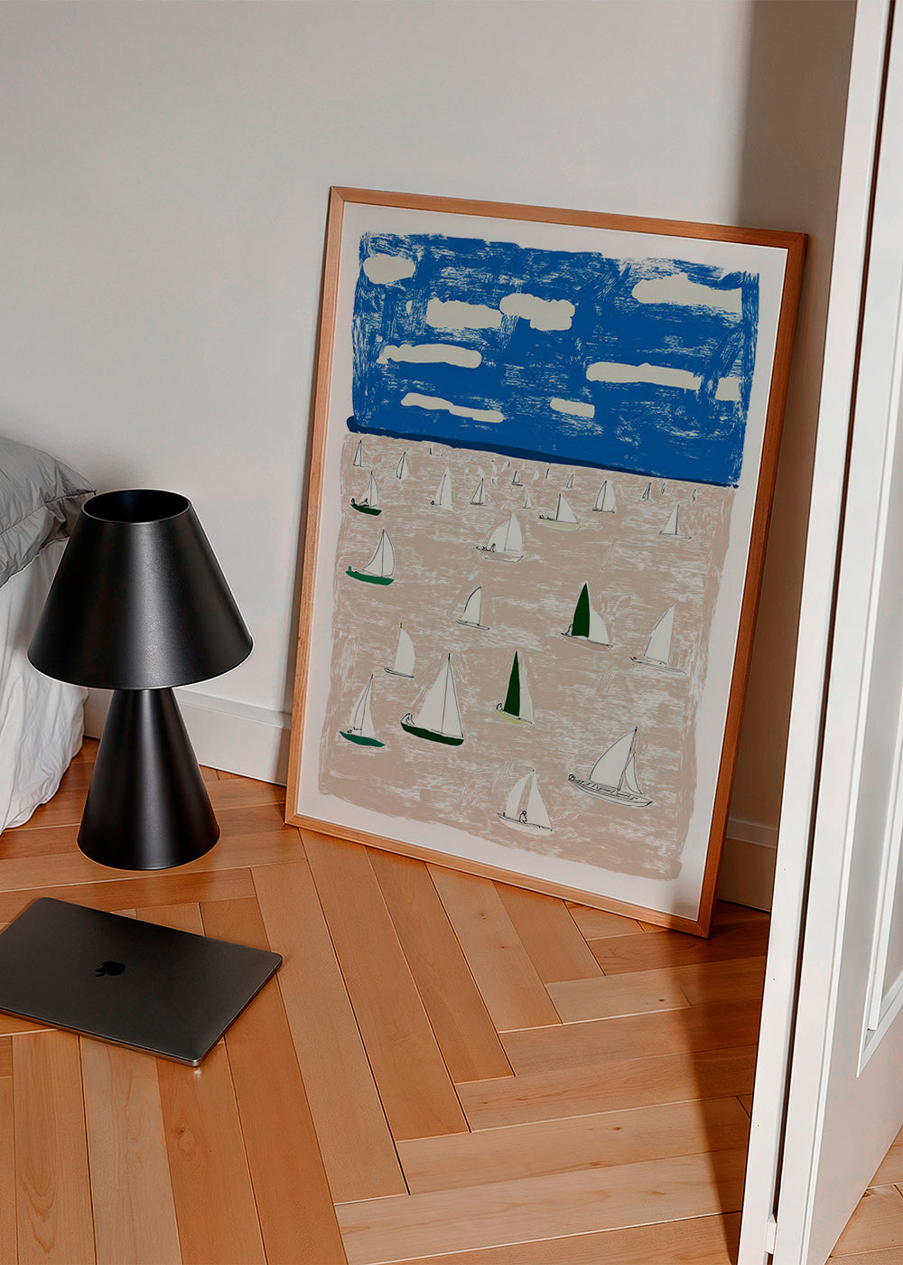 Landschap kunst met zeilboten