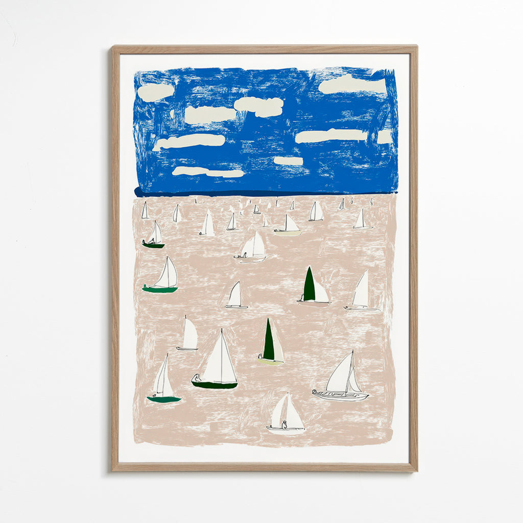 Landschap kunst met zeilboten