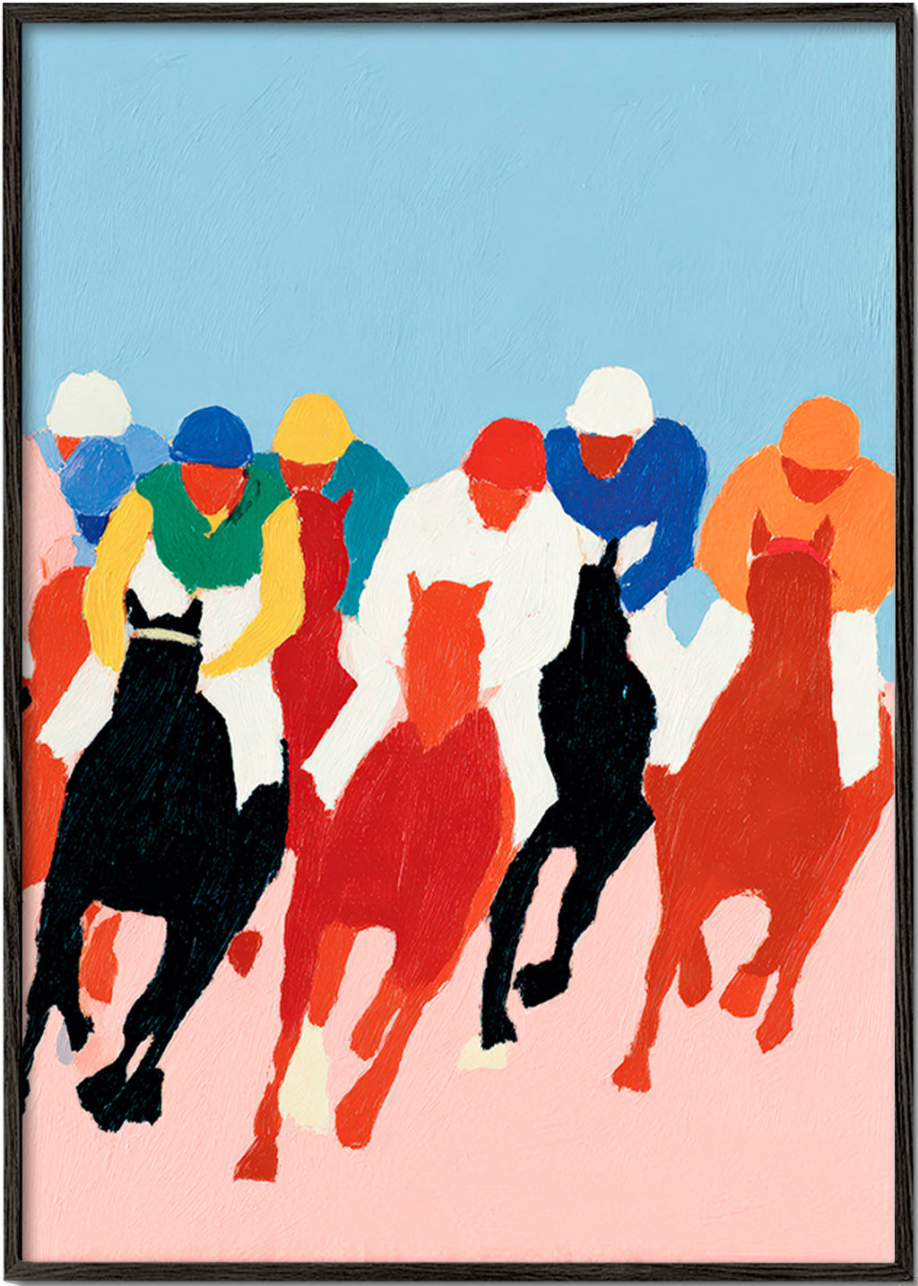 Sportkunst: kleurrijke paardenrace