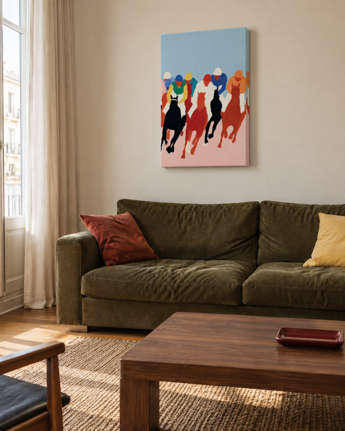 Race Day - Unframed canvas in an interior