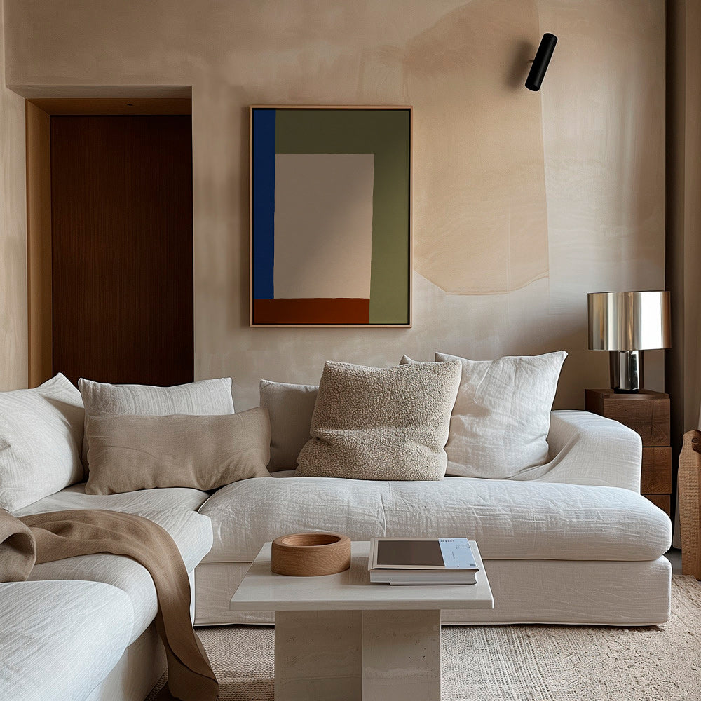 Geometrisch poster met beige rechthoek