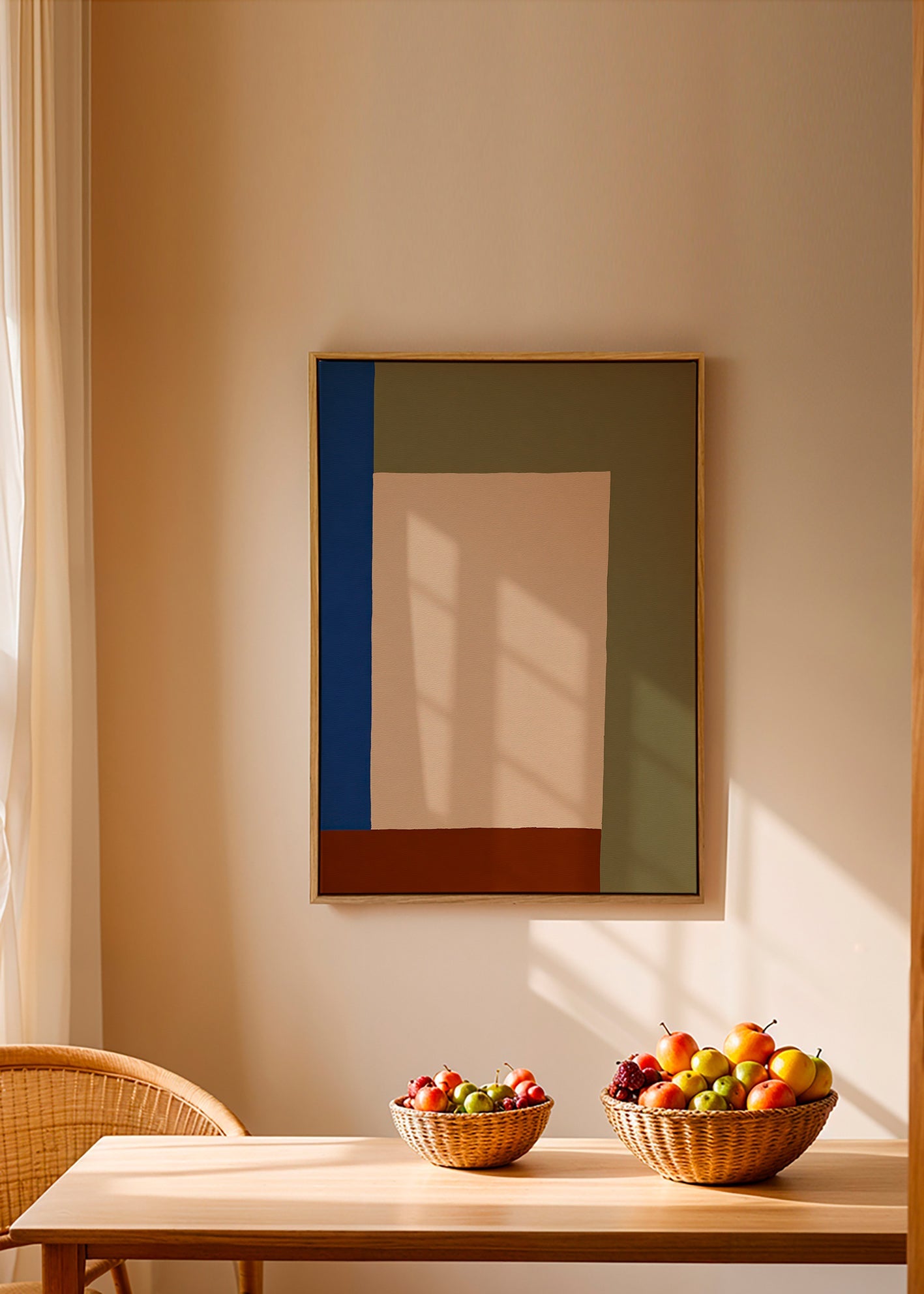 Geometrisch poster met beige rechthoek