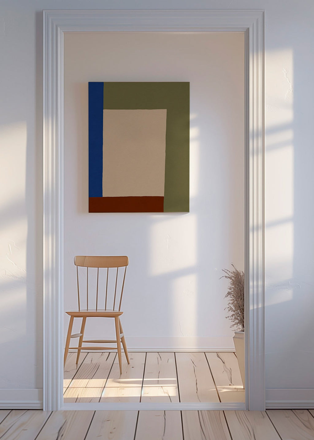 Geometrisch poster met beige rechthoek
