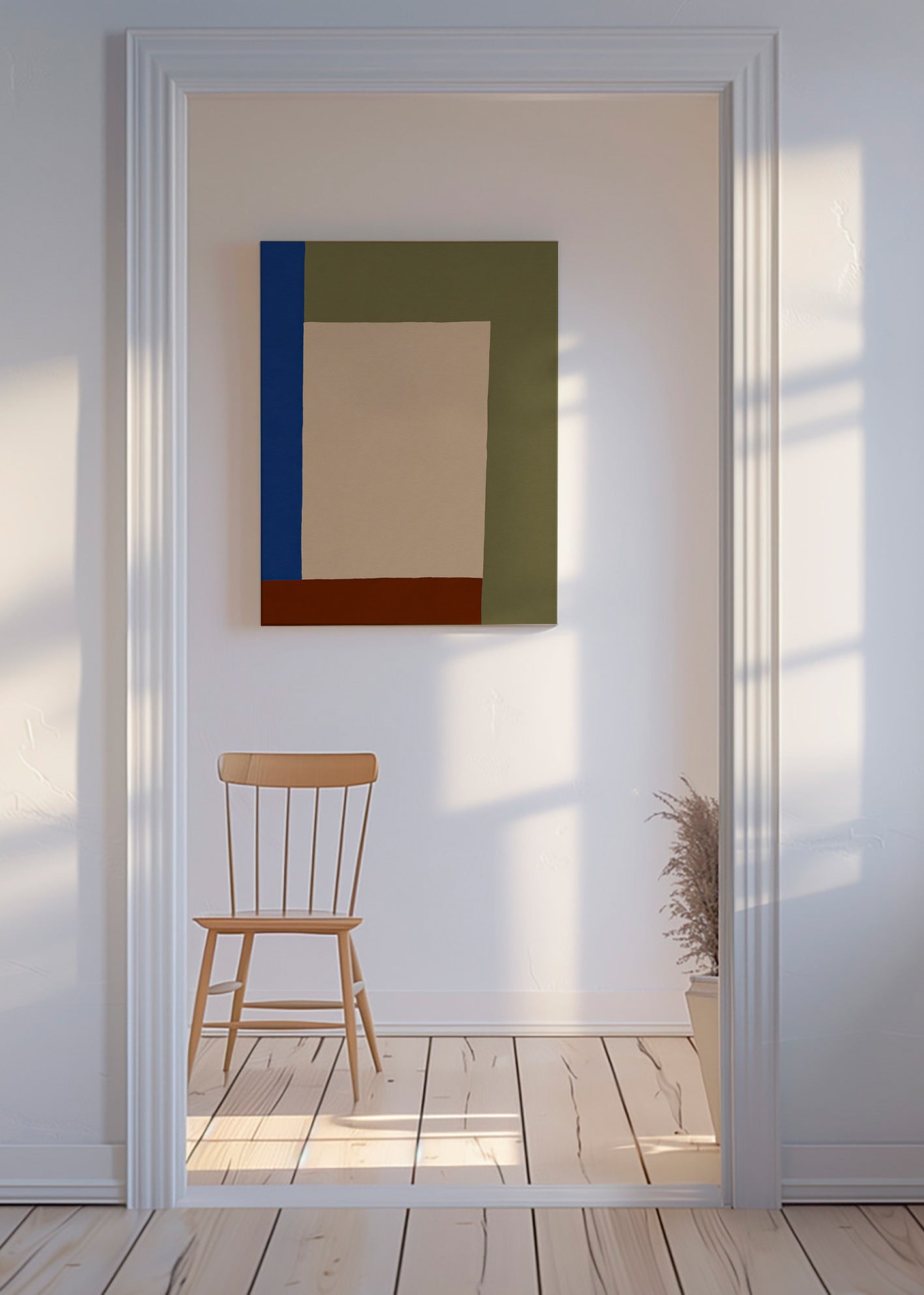 Geometrisch poster met beige rechthoek