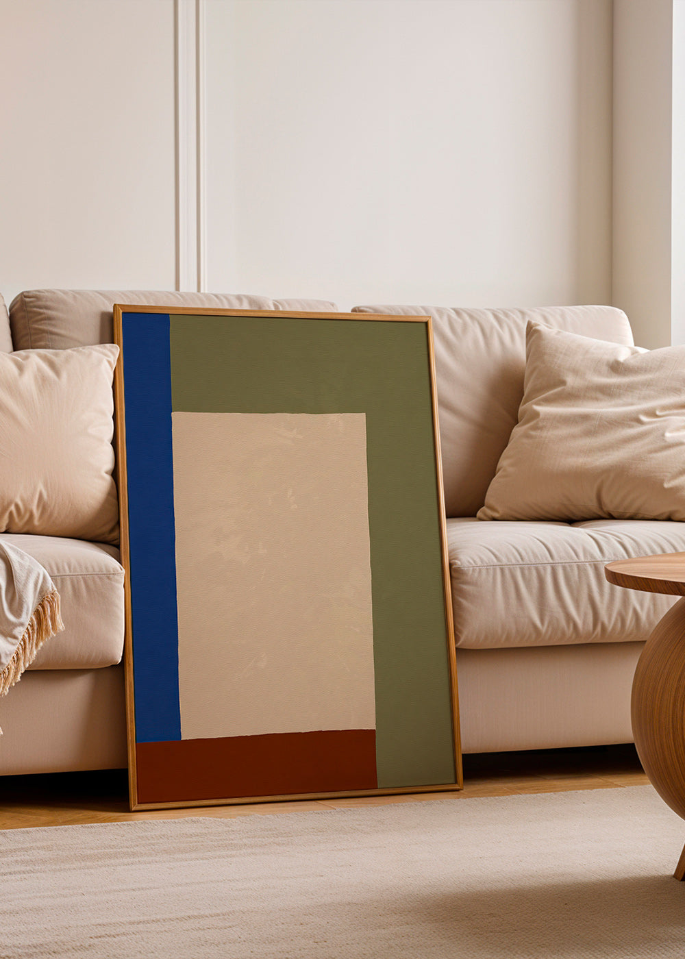 Geometrisch poster met beige rechthoek