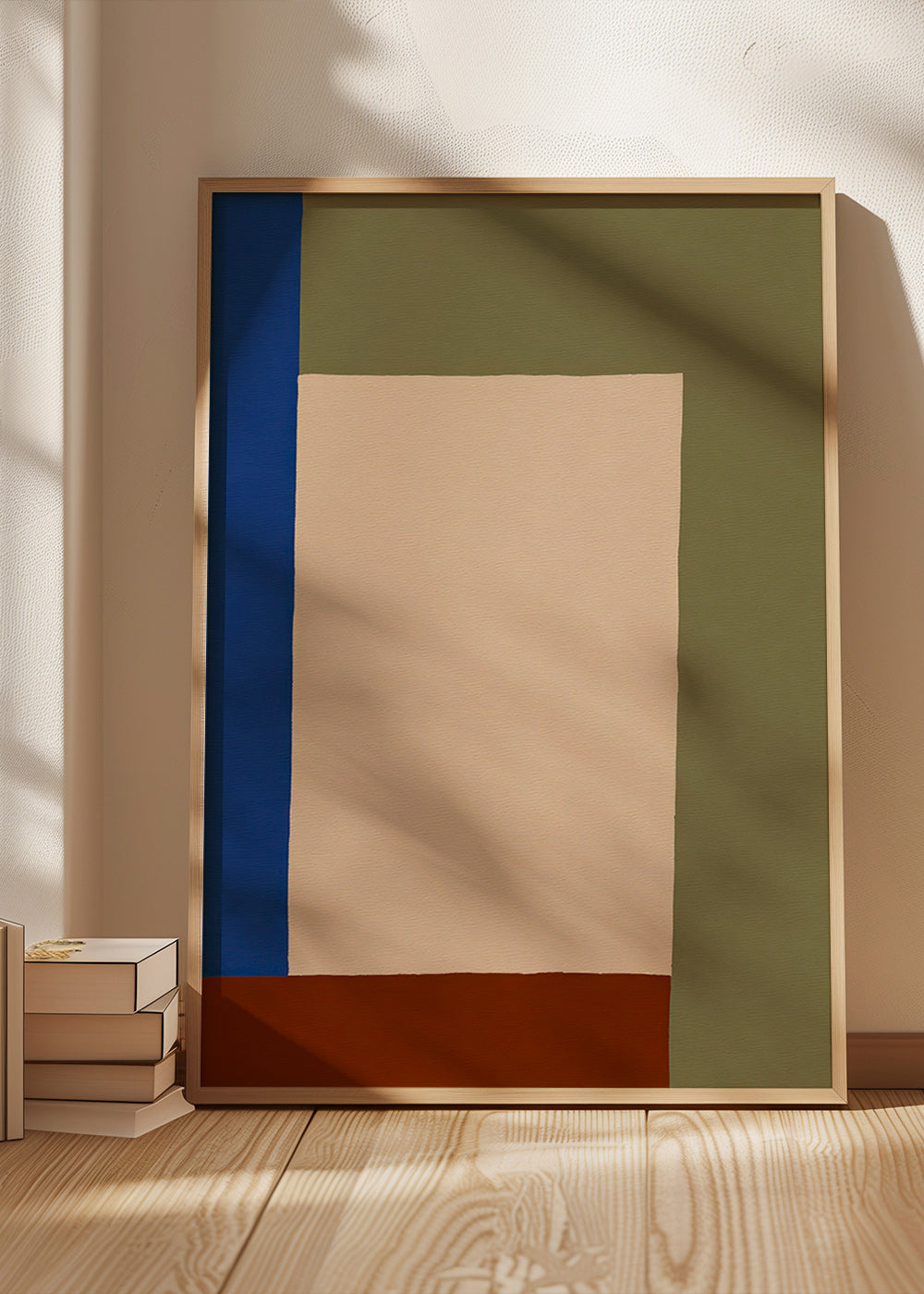 Geometrisch poster met beige rechthoek