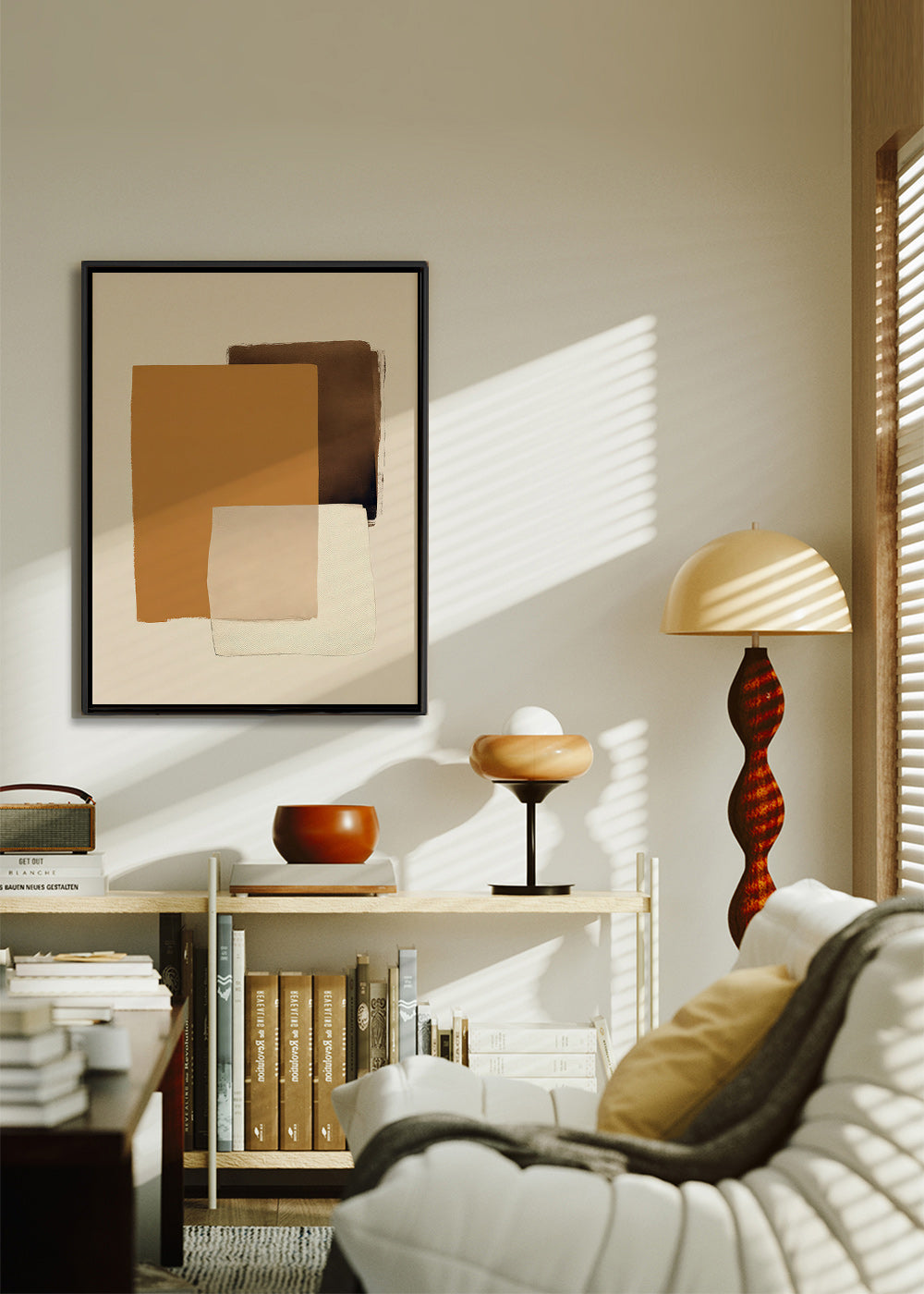 Abstract kunst met oker lagen