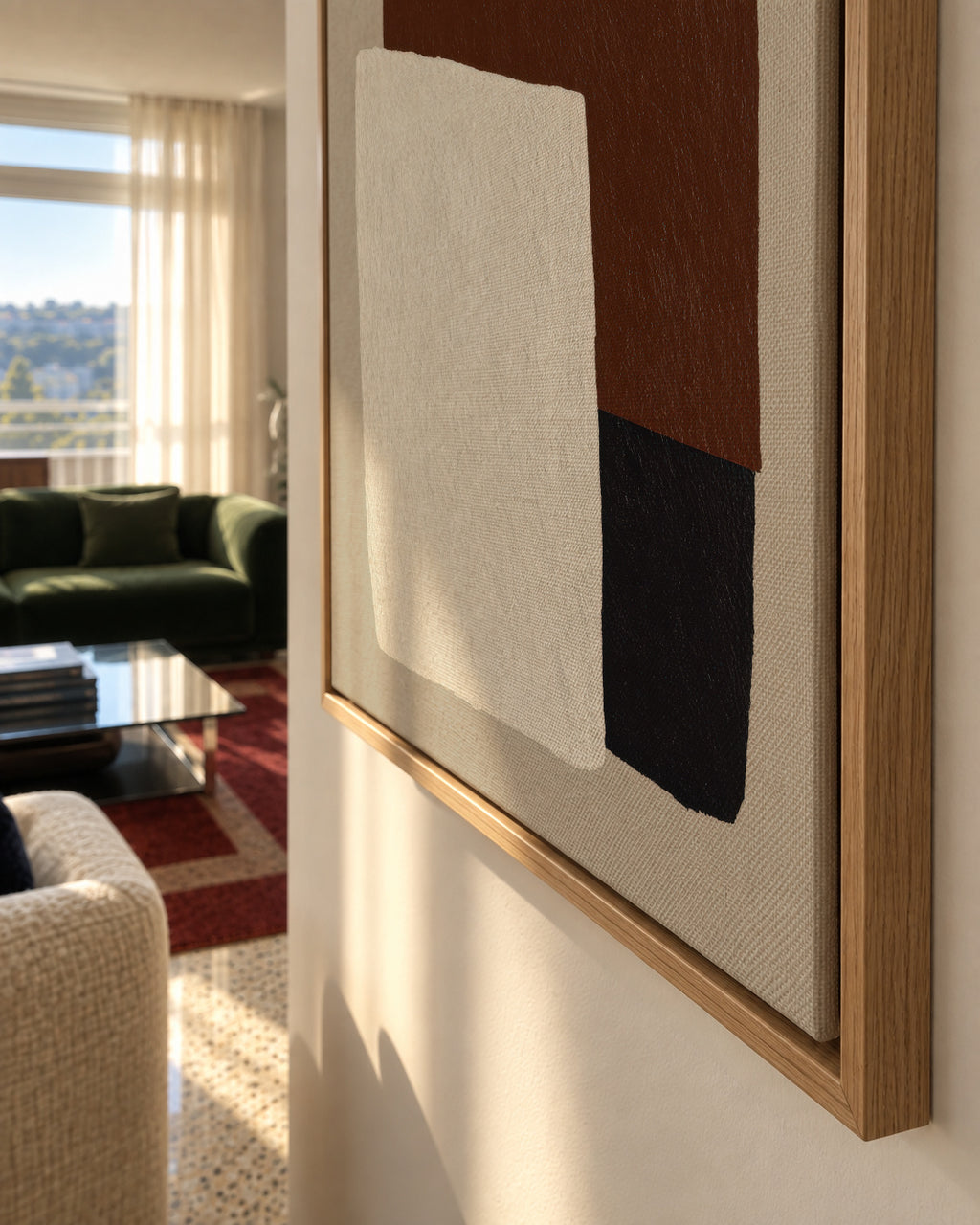 Espresso Blocks - Framed canvas detail