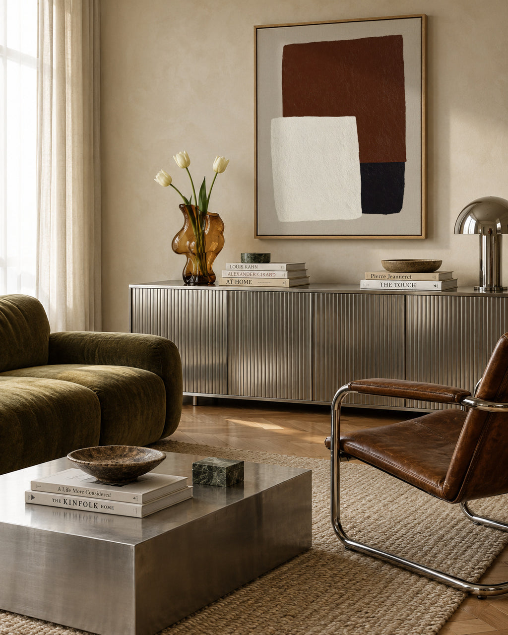 Espresso Blocks - Framed canvas in an interior
