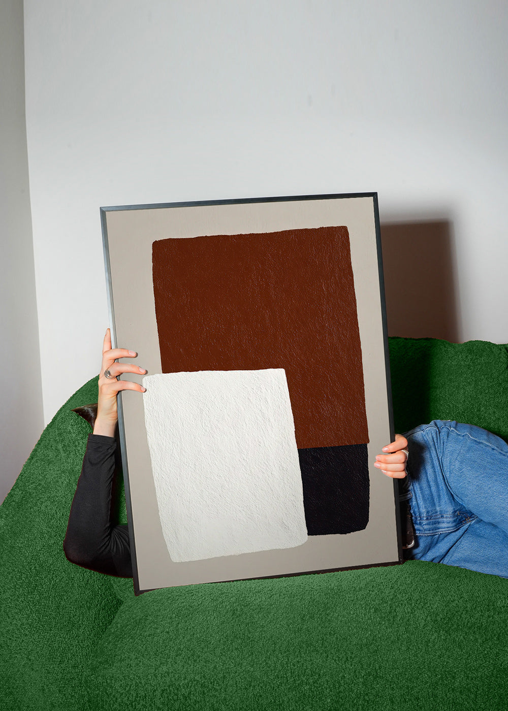 Minimalistisch ontwerp met bruine en witte blokken