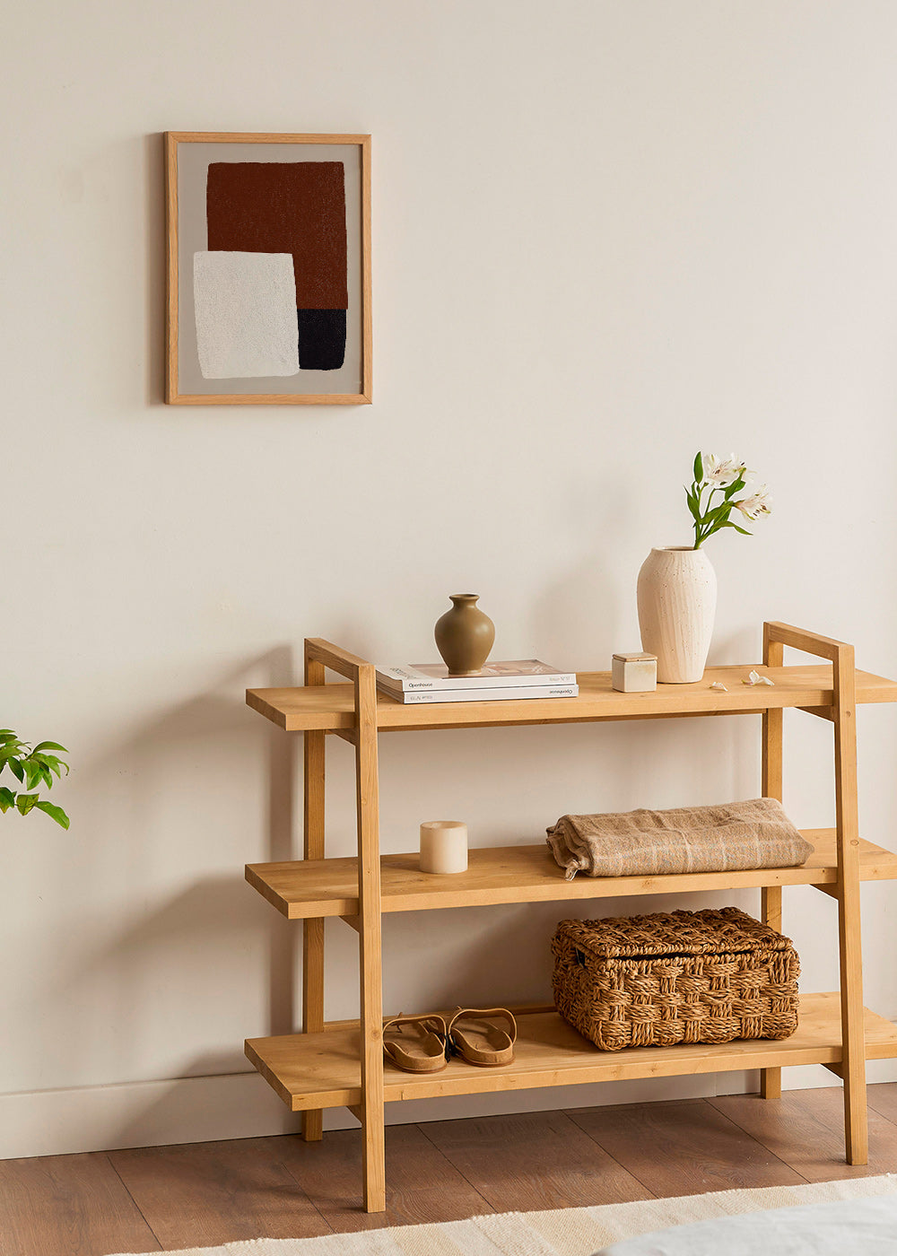 Minimalistisch ontwerp met bruine en witte blokken