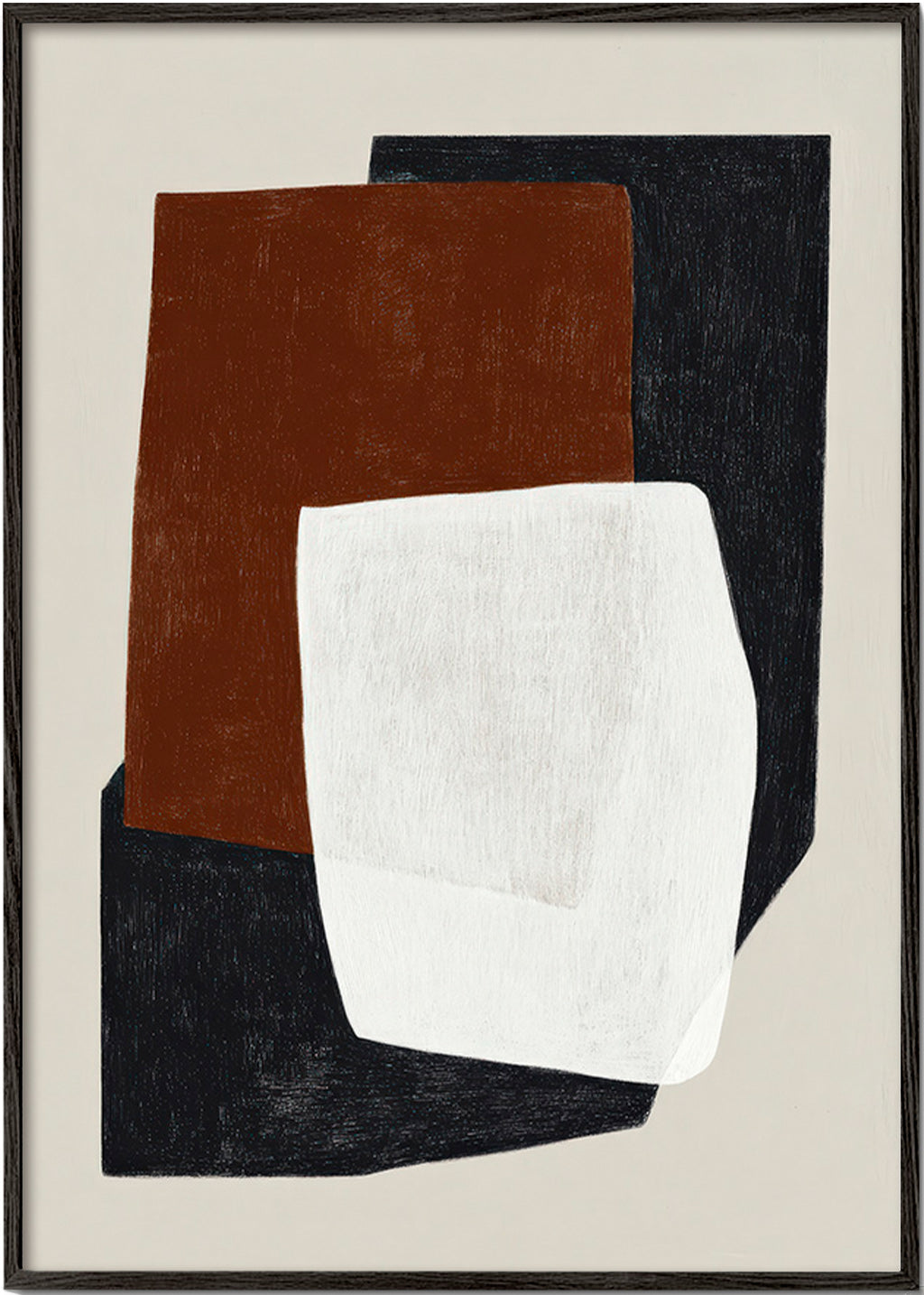 Geometrisch kunstwerk met lagen in aardetinten