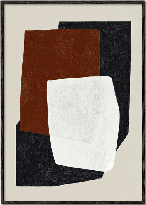 Geometrisch kunstwerk met lagen in aardetinten