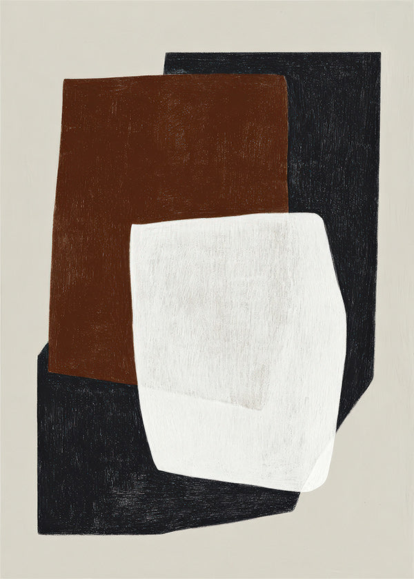 Geometrisch kunstwerk met lagen in aardetinten