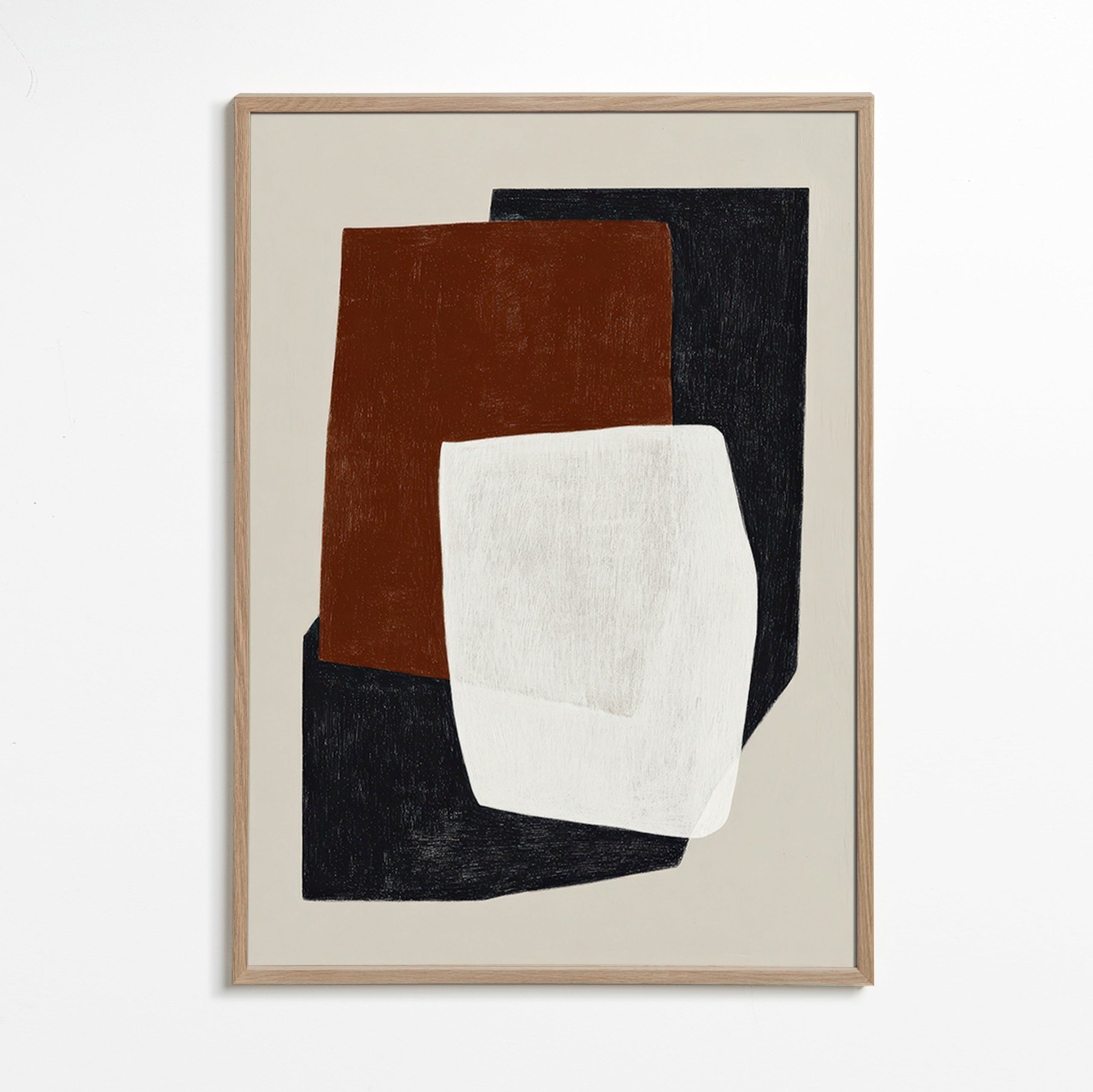 Geometrisch kunstwerk met lagen in aardetinten
