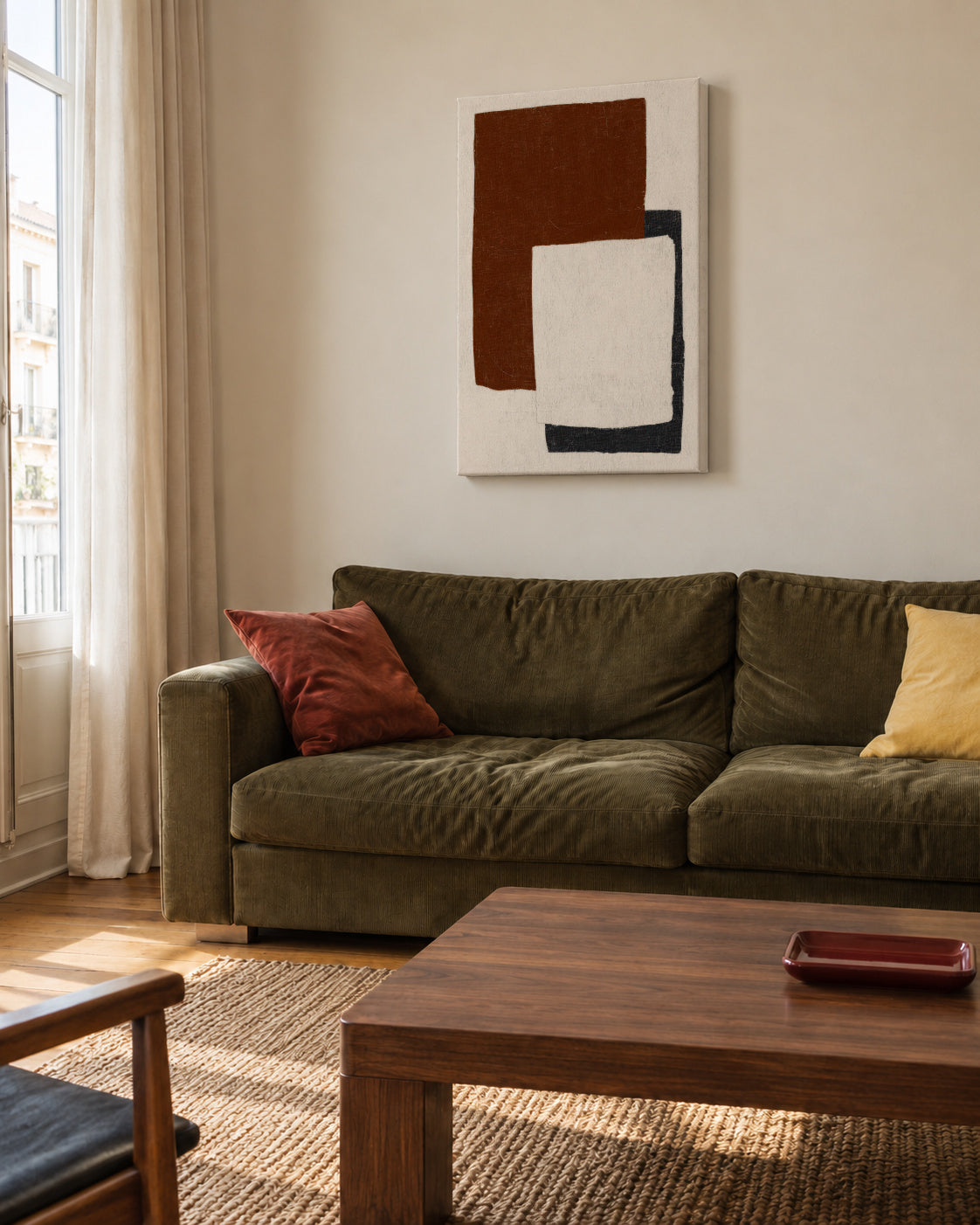 Rust Composition - Unframed canvas in an interior