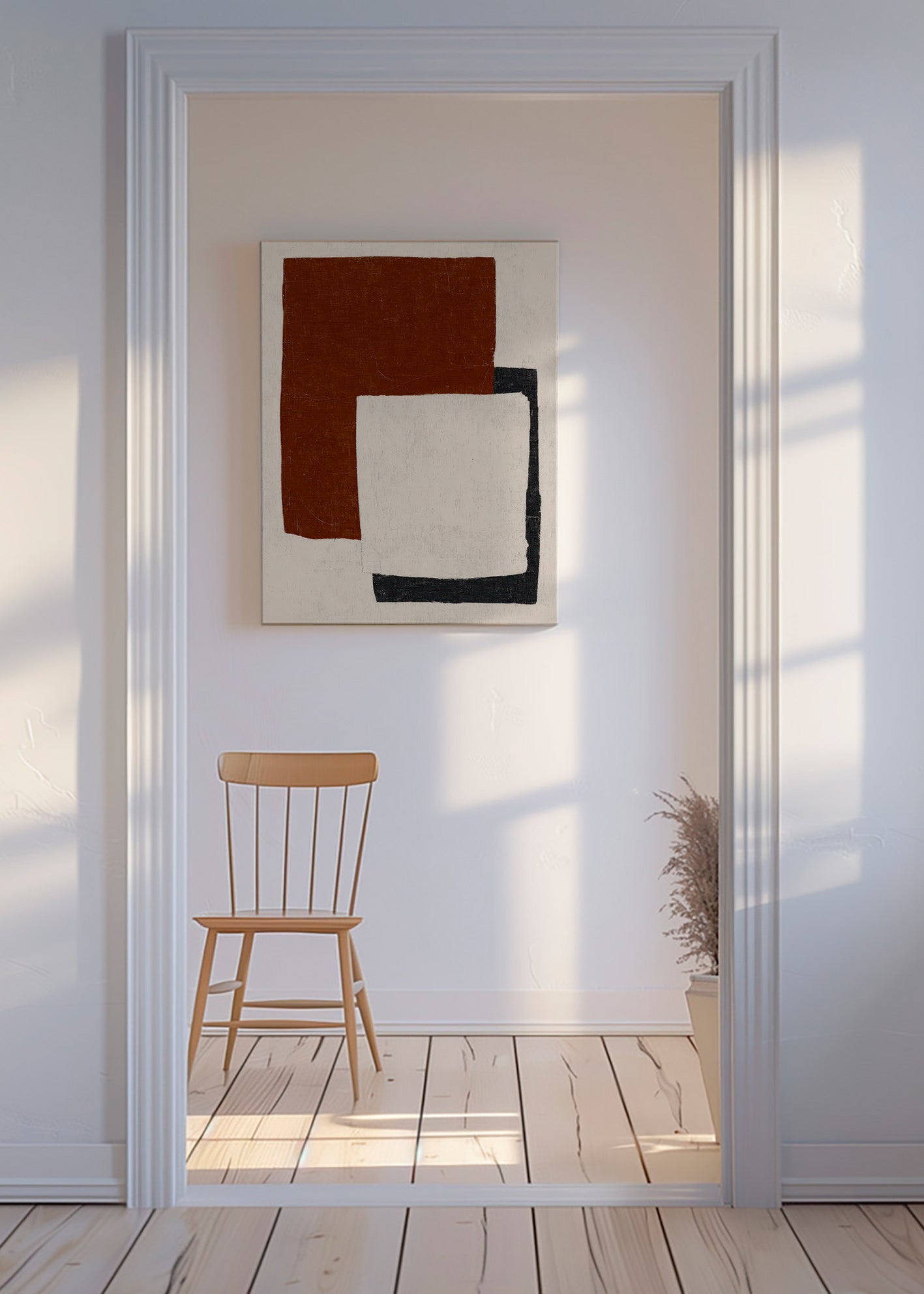 Abstracte poster met Rust-blokken