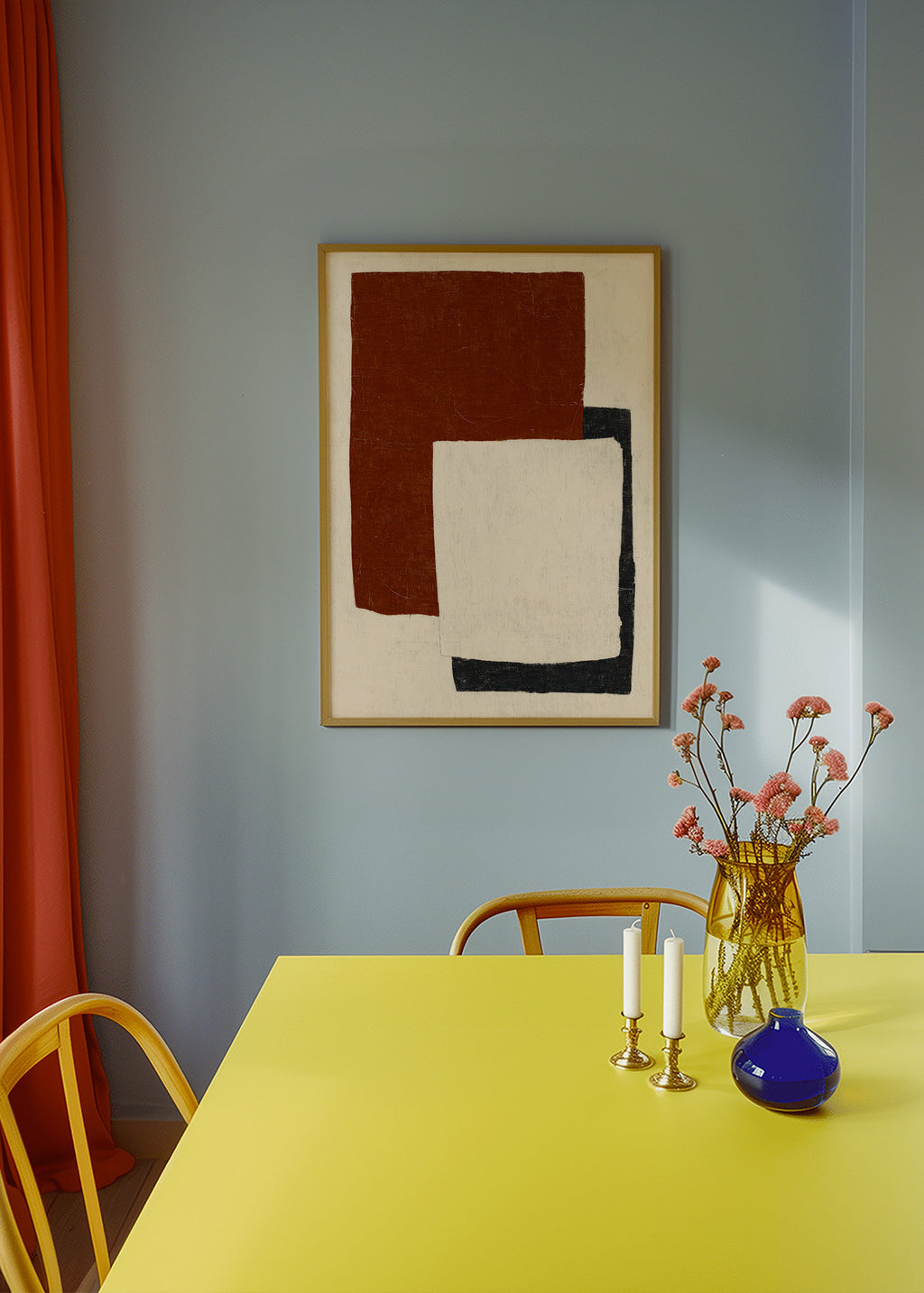 Abstracte poster met Rust-blokken