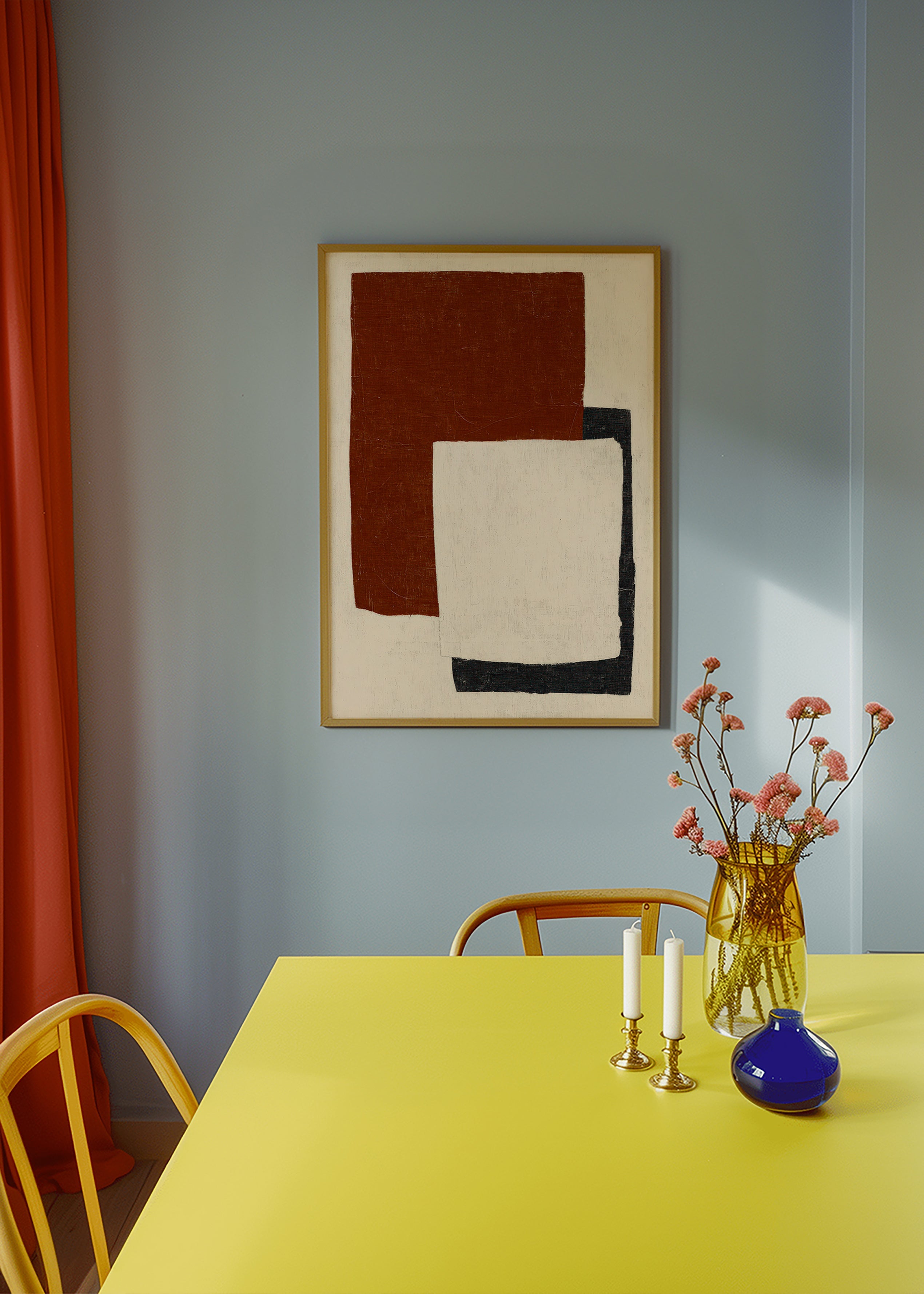 Abstracte poster met Rust-blokken