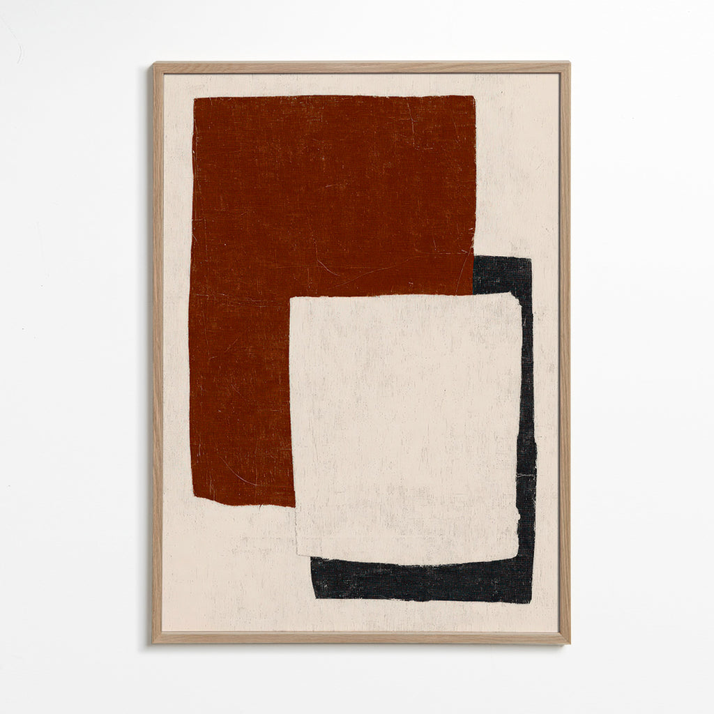 Abstracte poster met Rust-blokken