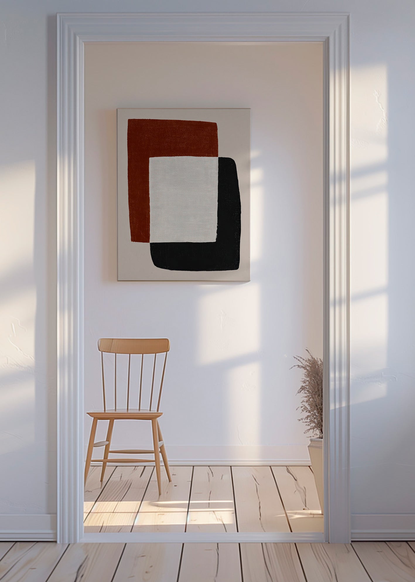 Minimalistische poster met overlappende vormen
