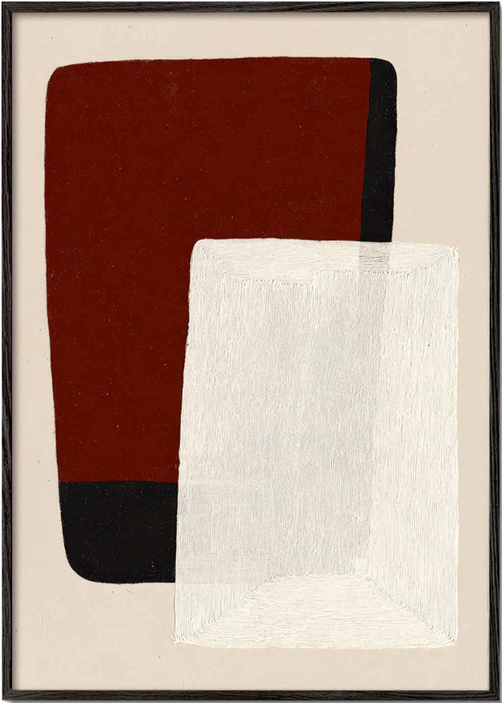 Abstract schilderij aarde- en witte blokken