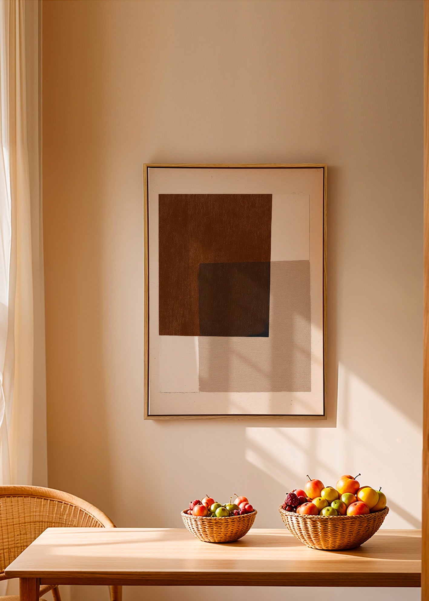 Minimalistisch design met aardse overlappende blokken