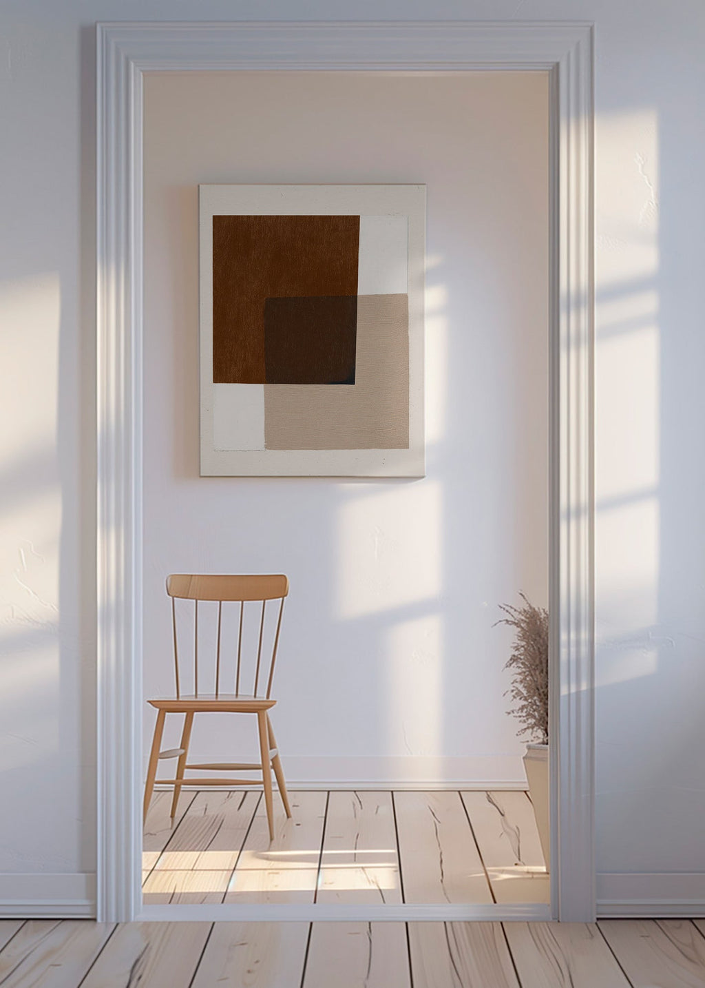 Minimalistisch design met aardse overlappende blokken