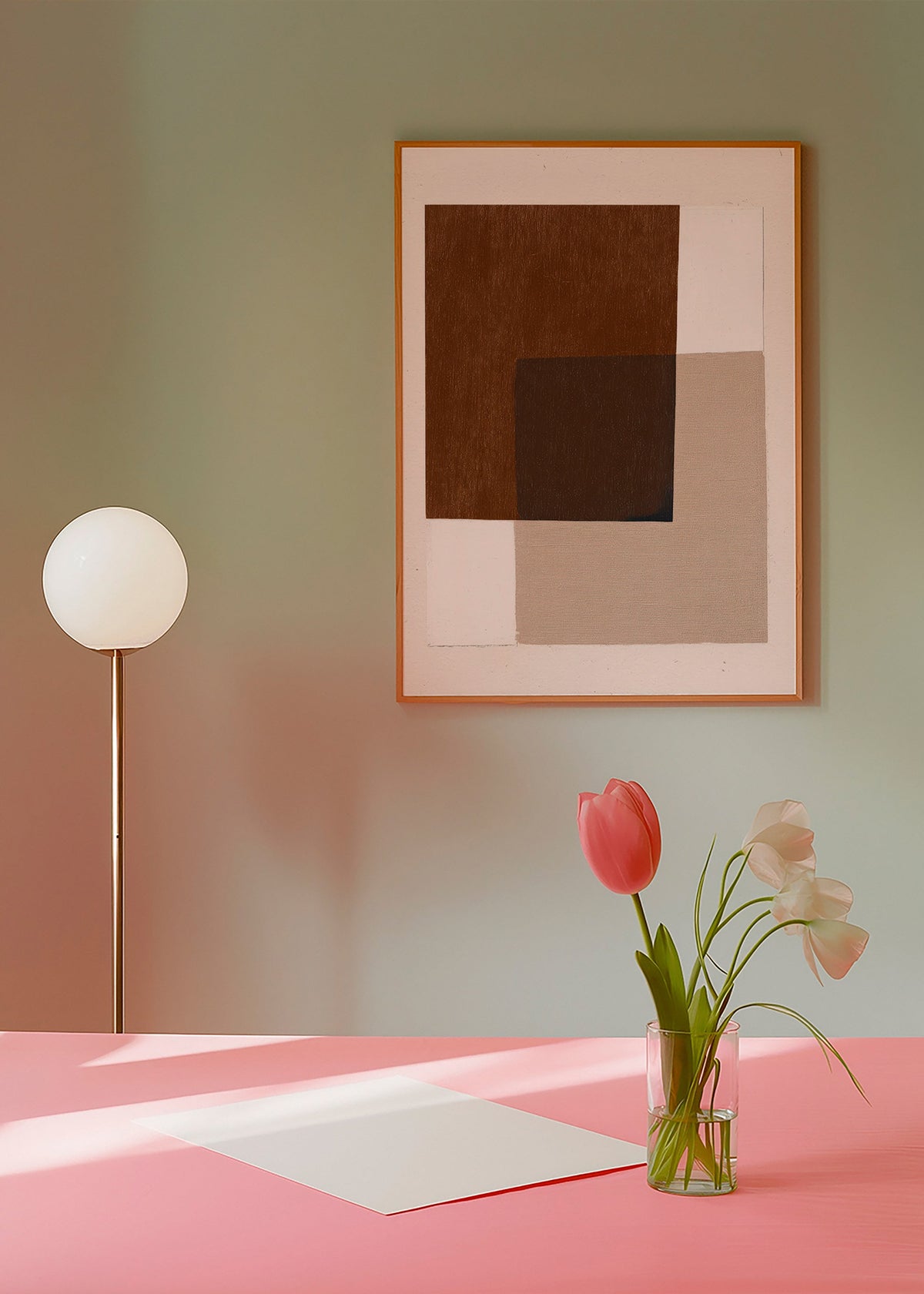 Minimalistisch design met aardse overlappende blokken
