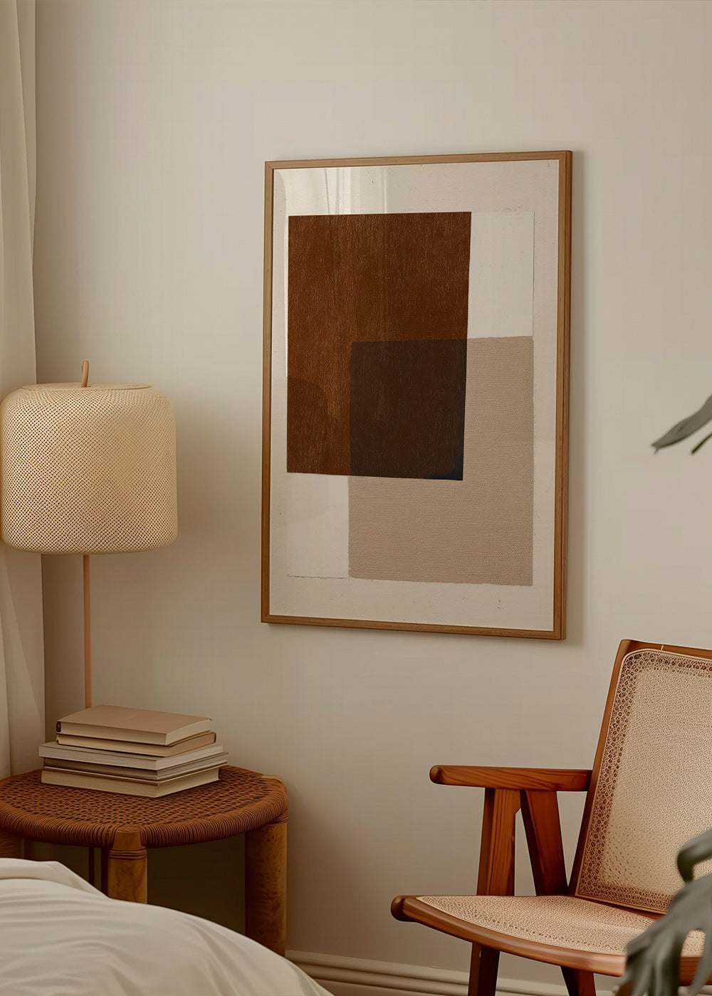 Minimalistisch design met aardse overlappende blokken