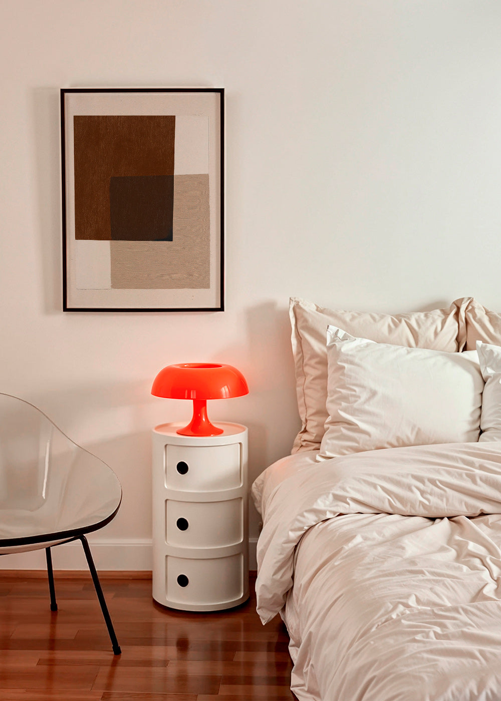 Minimalistisch design met aardse overlappende blokken