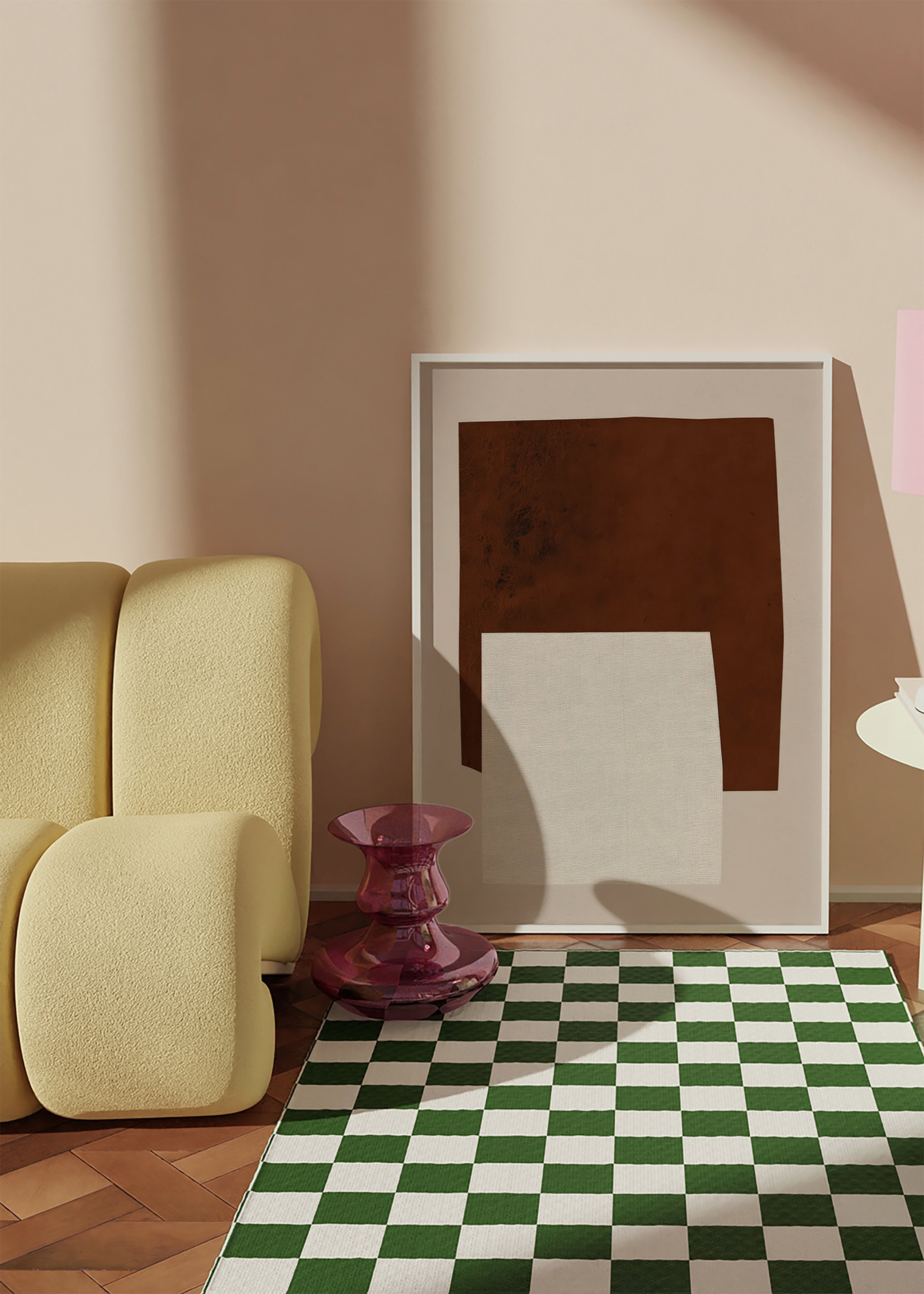 Minimalistisch ontwerp met bruine en crèmekleurige vormen