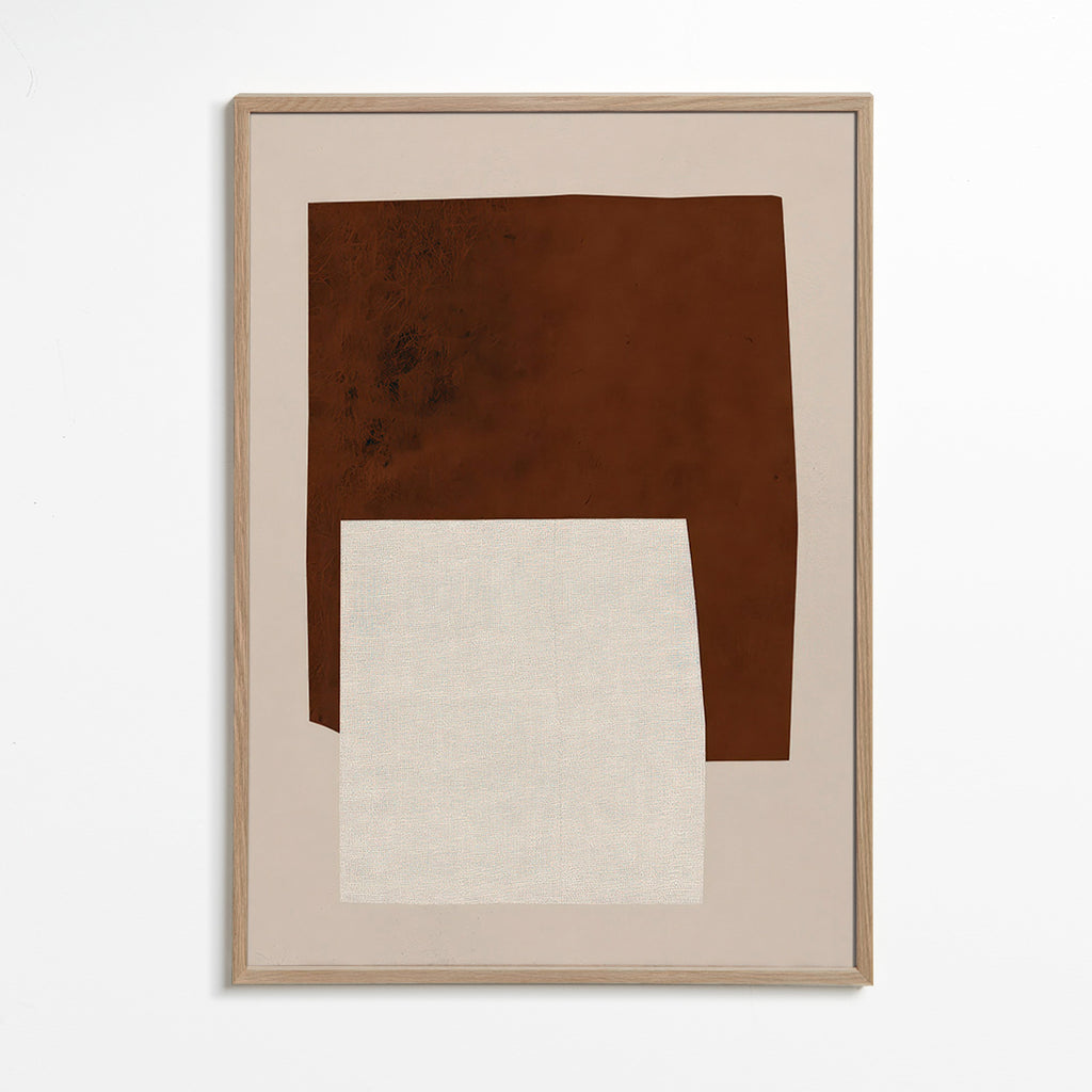 Minimalistisch ontwerp met bruine en crèmekleurige vormen