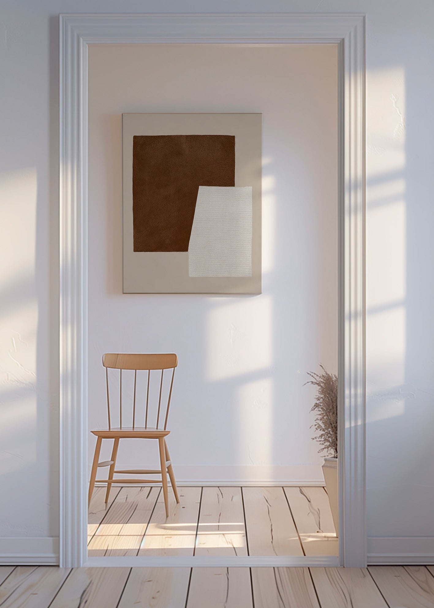 Abstract kunstwerk met bruine en crèmetexturen