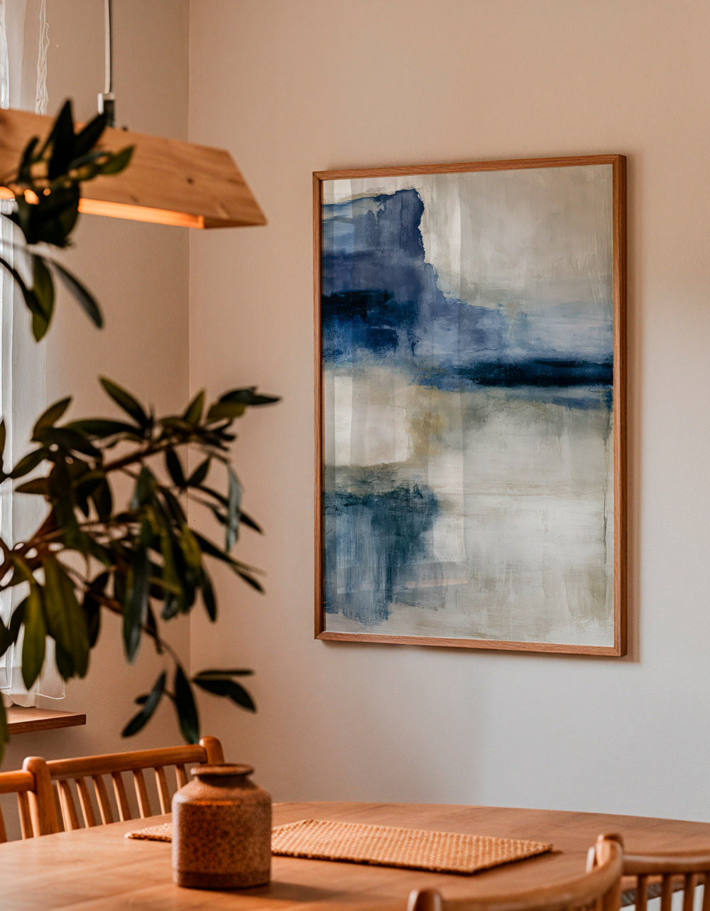Abstracte poster: meer in nevel